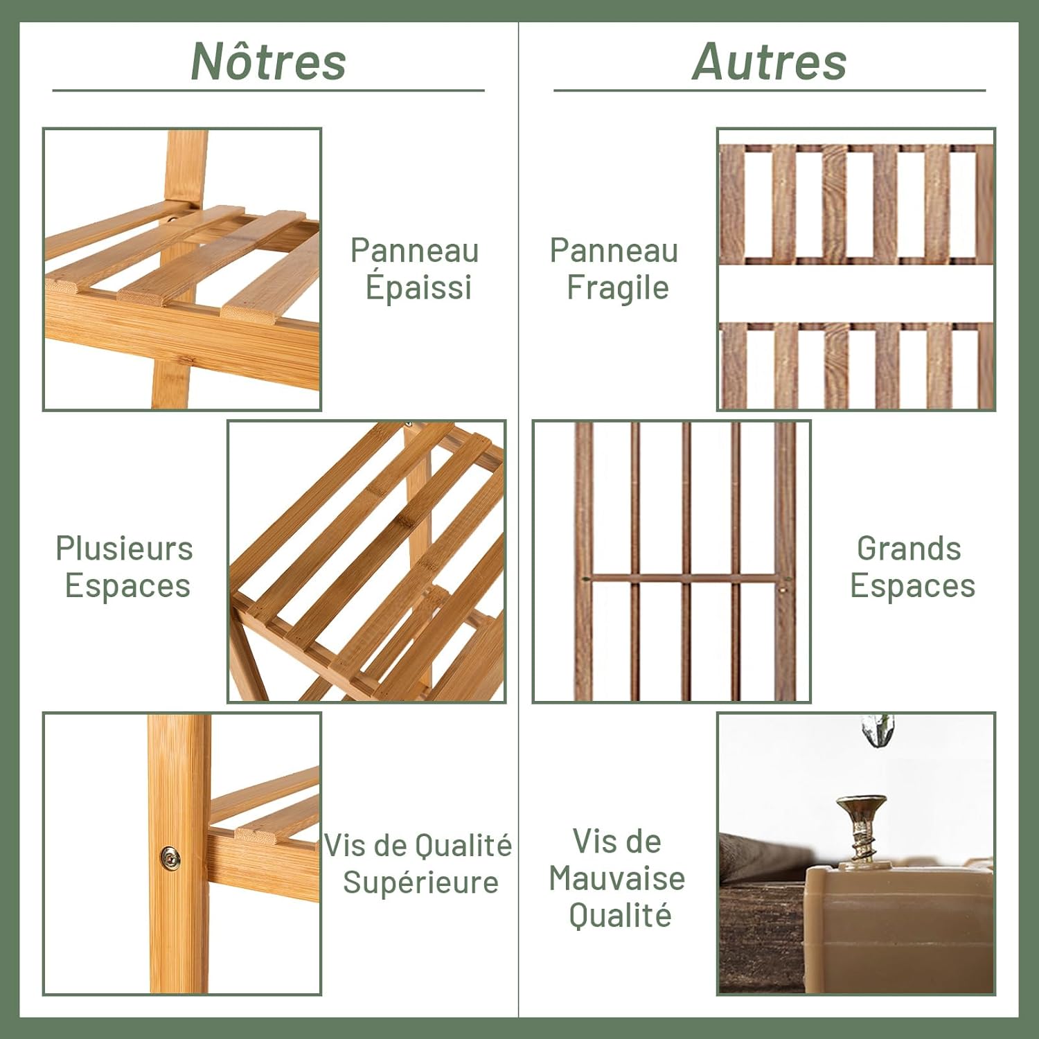 Support pour Plantes en Bambou à 5 Niveaux, Porte-Plante pour 12 Plantes en Pot Charge Total 50KG, Support de Rangement, 114 x 31,5 x 141 cm - 4