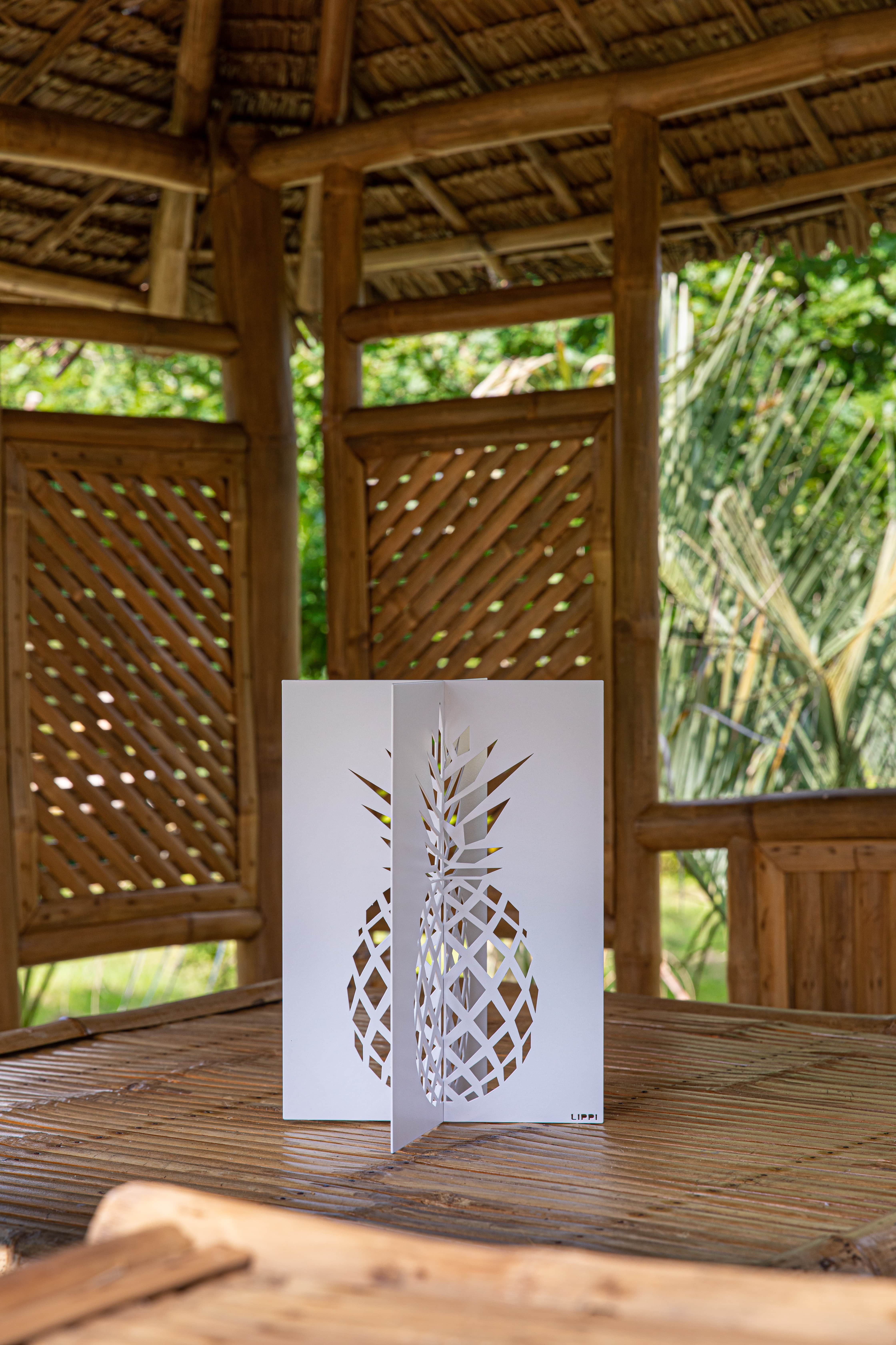 Décoration de Jardin Design Ananas 3D LIPPI Bleu Abysse En Acier, Dimensions 36x26 cm, à poser - 2