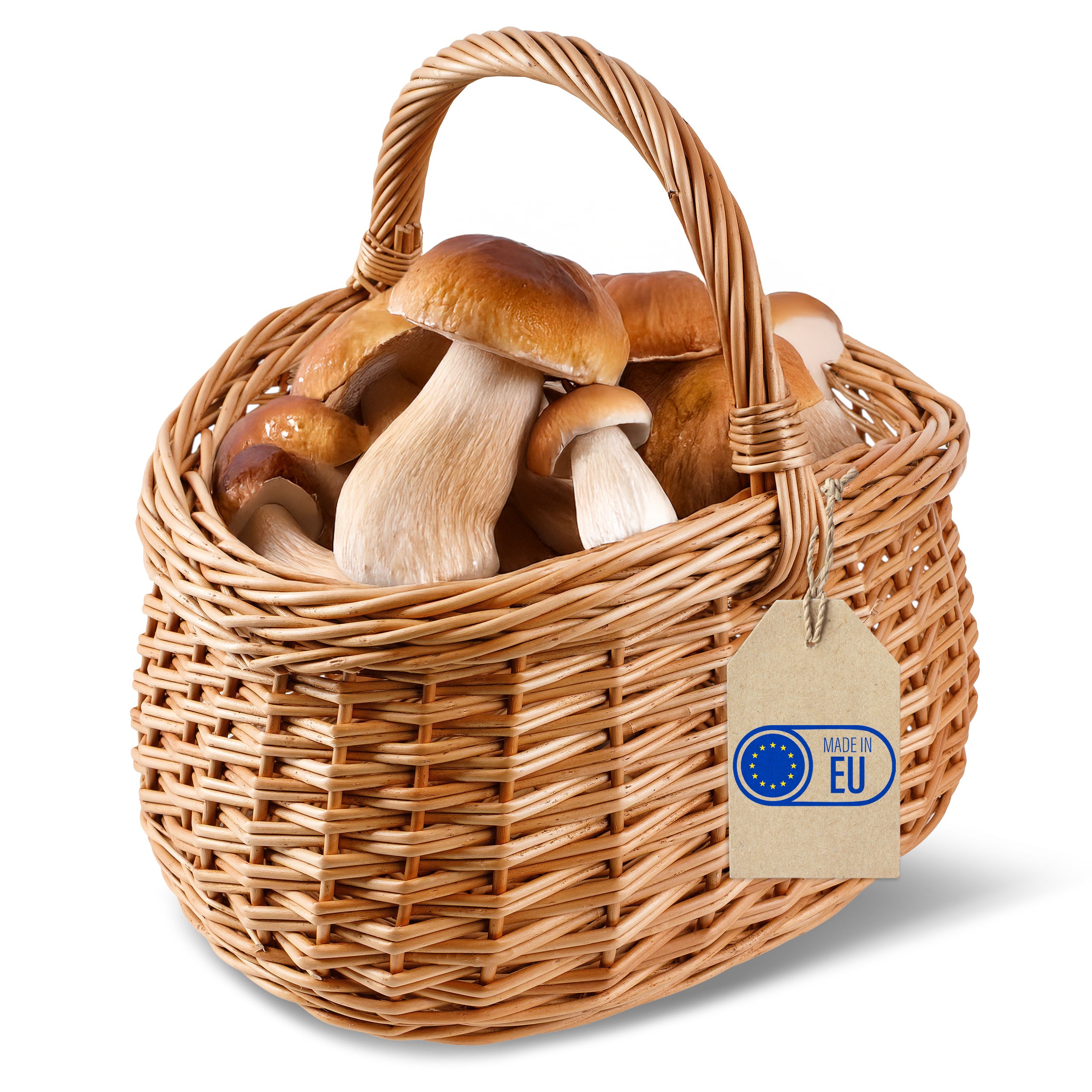 Creative home cesta grande de mimbre para picnic con asa 43 x 33 x 40 cm | cesta de setas ligera natural