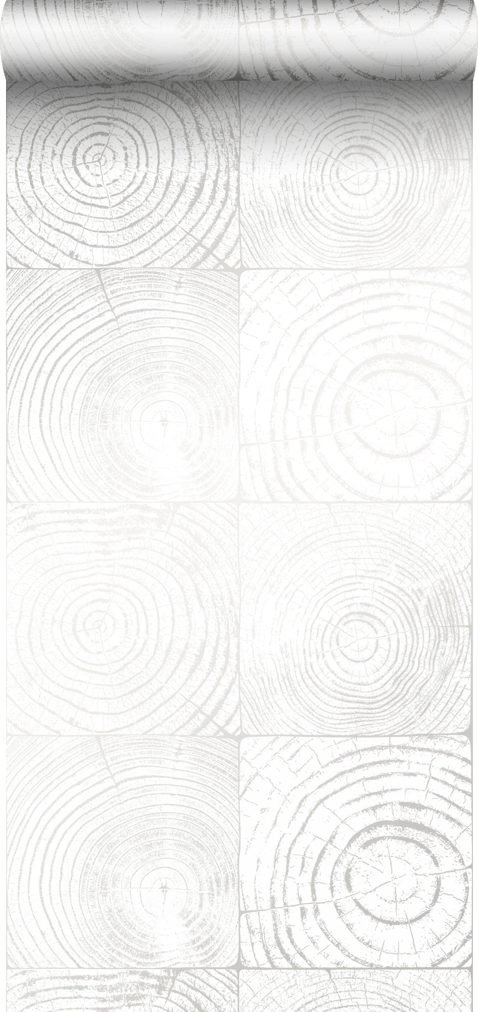 Tapeta przekrój pnia drzewa białymIsrebrnym - 53 cm x 10.05 m - ORIGIN
