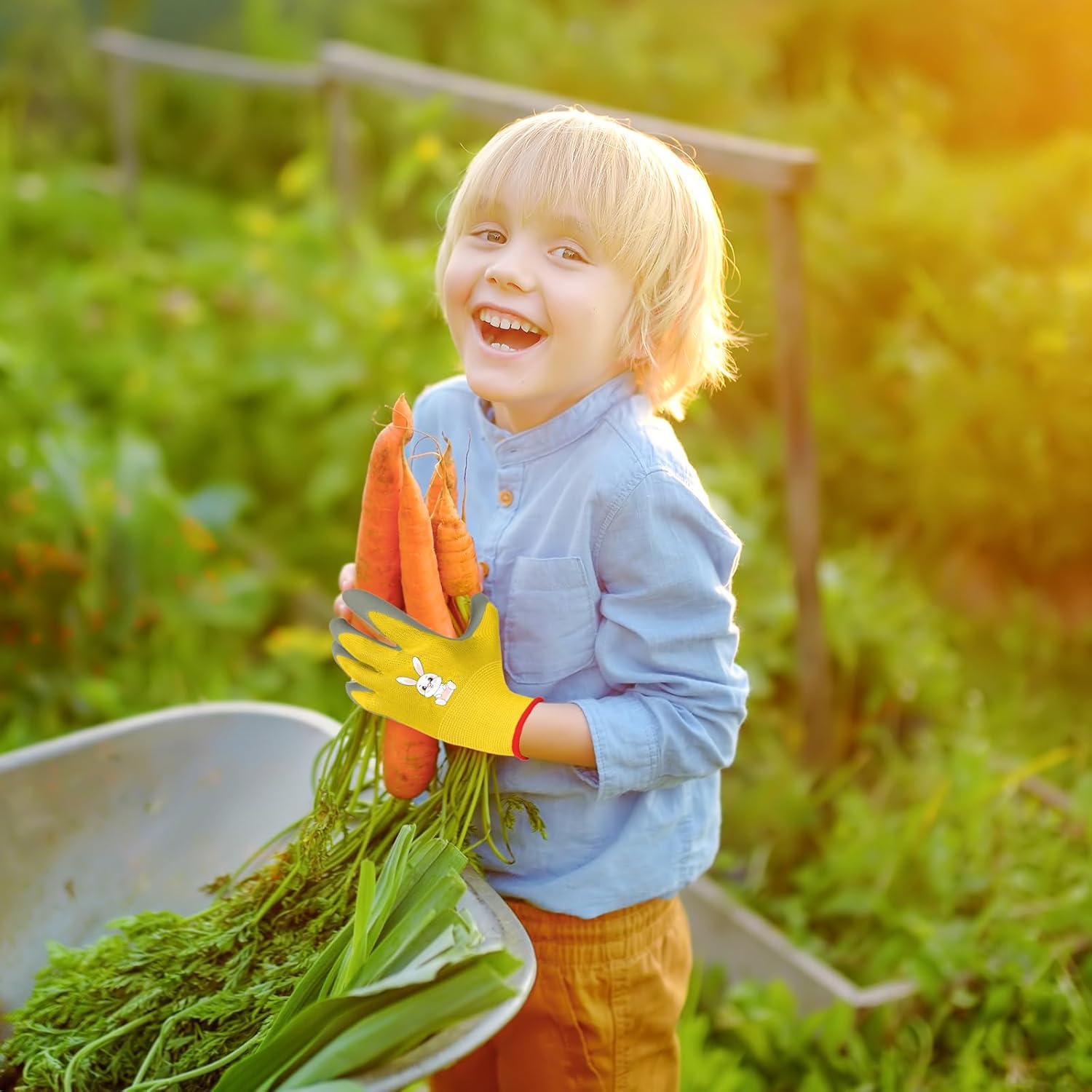 3 paires de gants de jardinage de sécurité pour enfants de 8 à 11 ans, paume en caoutchouc imperméable et résistante aux taches pour protéger les main - 5