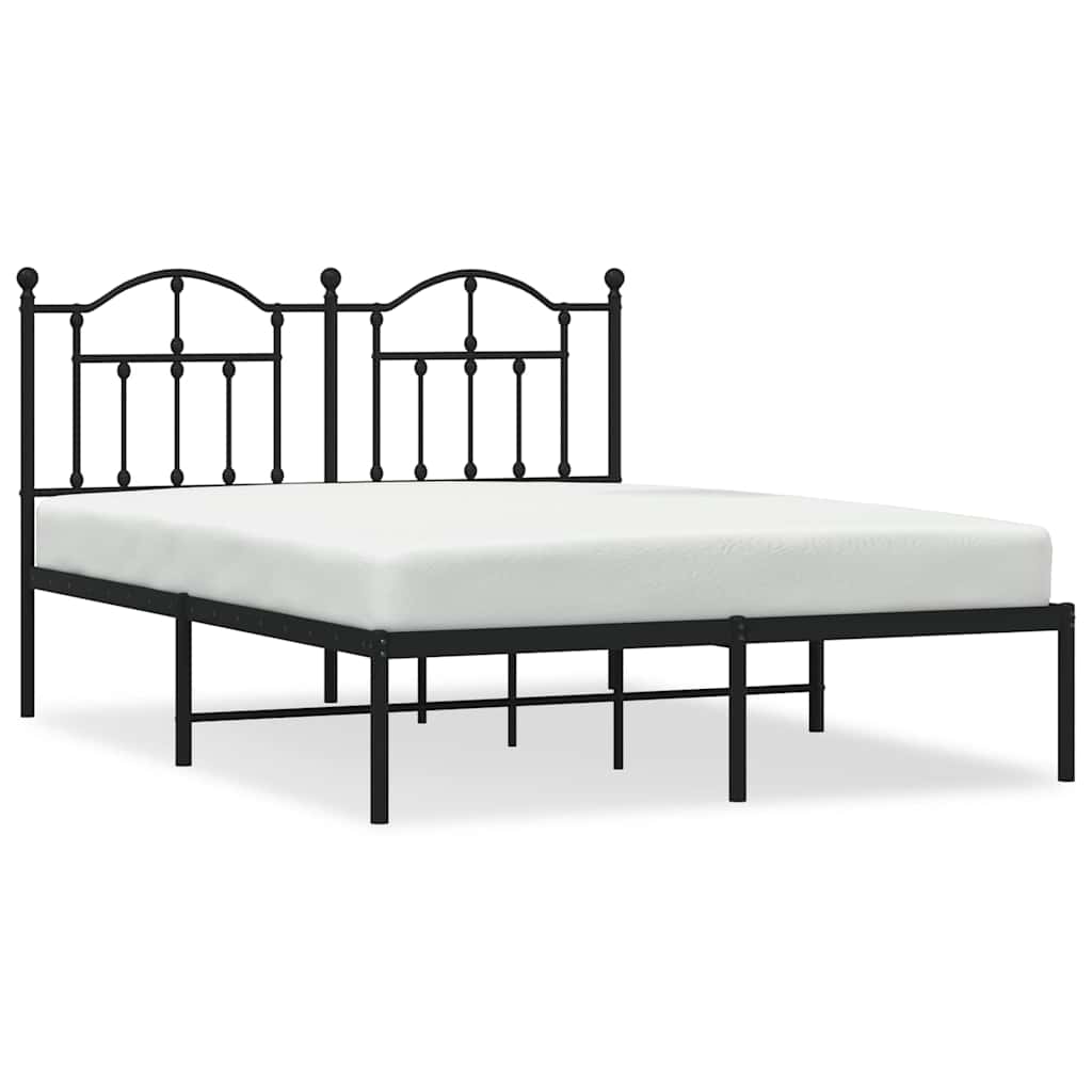 Łóżko Metalowe Czarne Rama Łóżka Ze Stelażem Do Sypialni Pokoju 140x190 cm