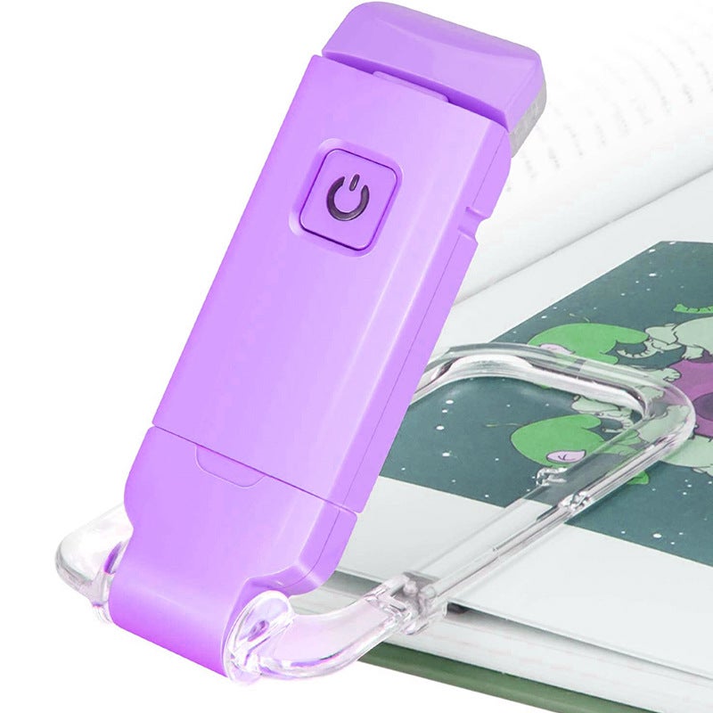 Lampka do czytania LED z akumulatorem USB i klipsem – 9 poziomów jasności chroniących oczy – do czytania w łóżku – światło LED, kolor lawendowy