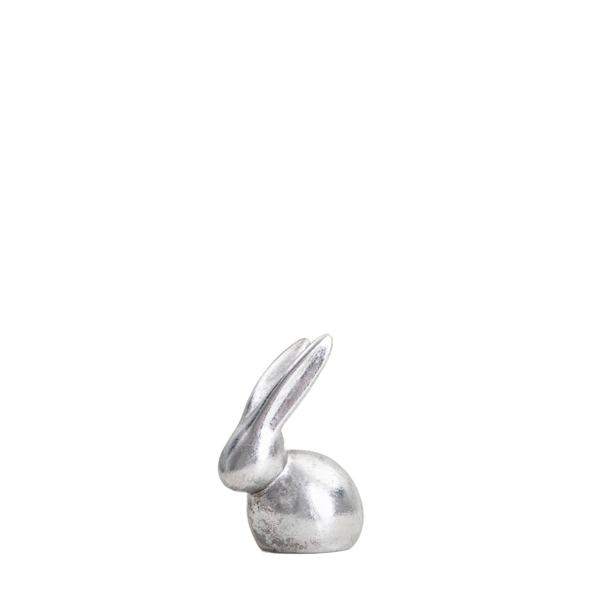 Figurka DESO zając mały, srebrny 10x6,5x13 cm HOMLA