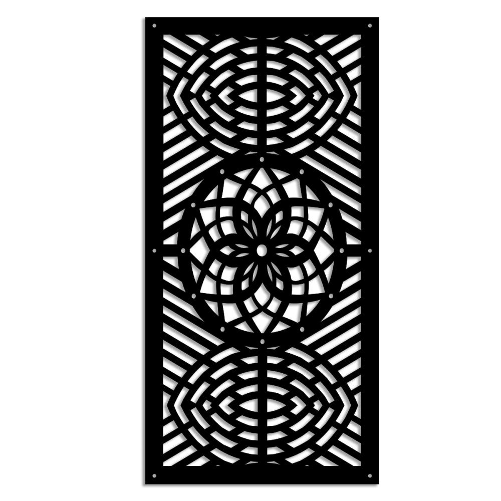 ABBEY ROSE - Panel perforowany z PVC - Osłona przeciwsłoneczna - Rozmiar 73x148 cm - Grubość 1 cm - Kolor CZARNY
