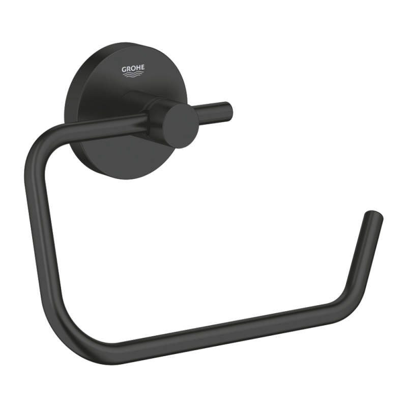 Uchwyt na papier toaletowy Start czarny mocowany do ściany