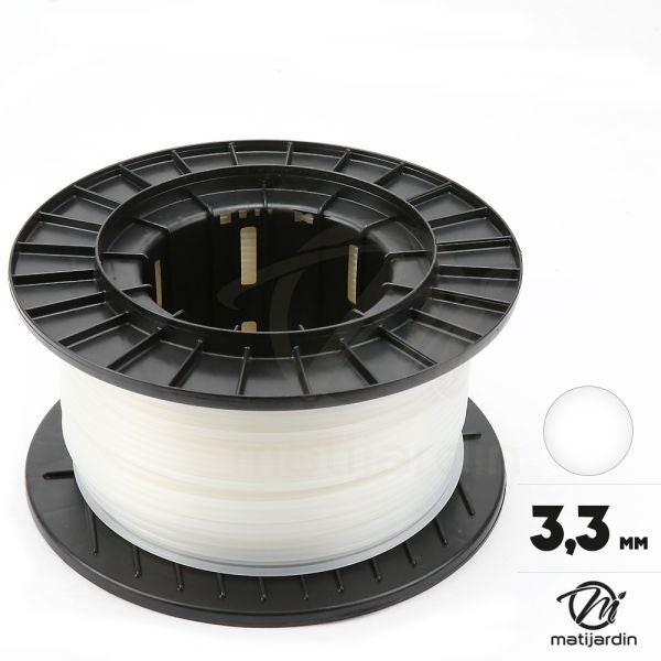 Fil débroussailleuse nylon 3,3 mm x 90 m. Rond. Blanc. Bobine. - 3