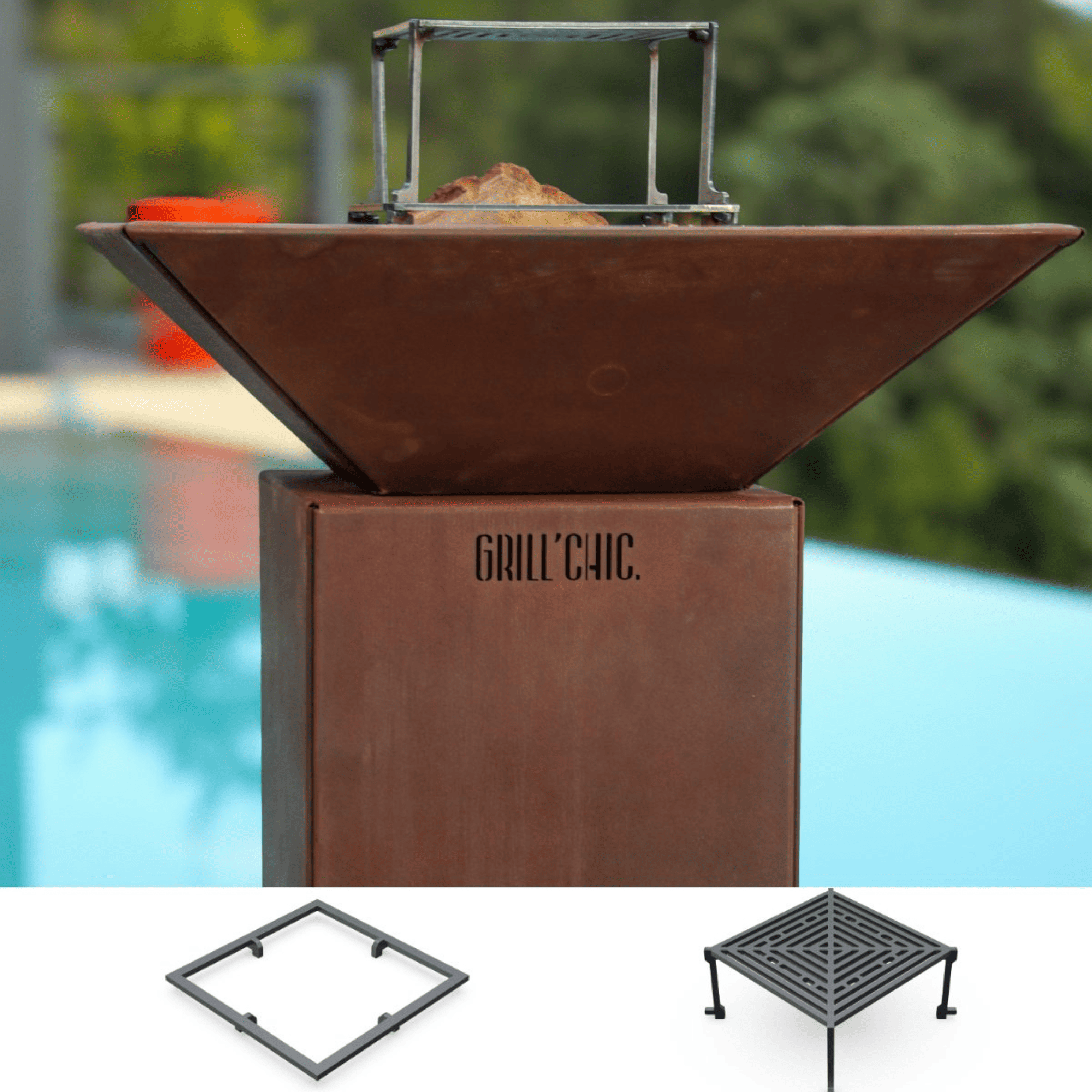 Brasero Plancha Auvergnat En Acier Corten – Cuve Simple 62x62x76 Cm, Plaque Acier 10 Mm, Fabriqué En France - 6