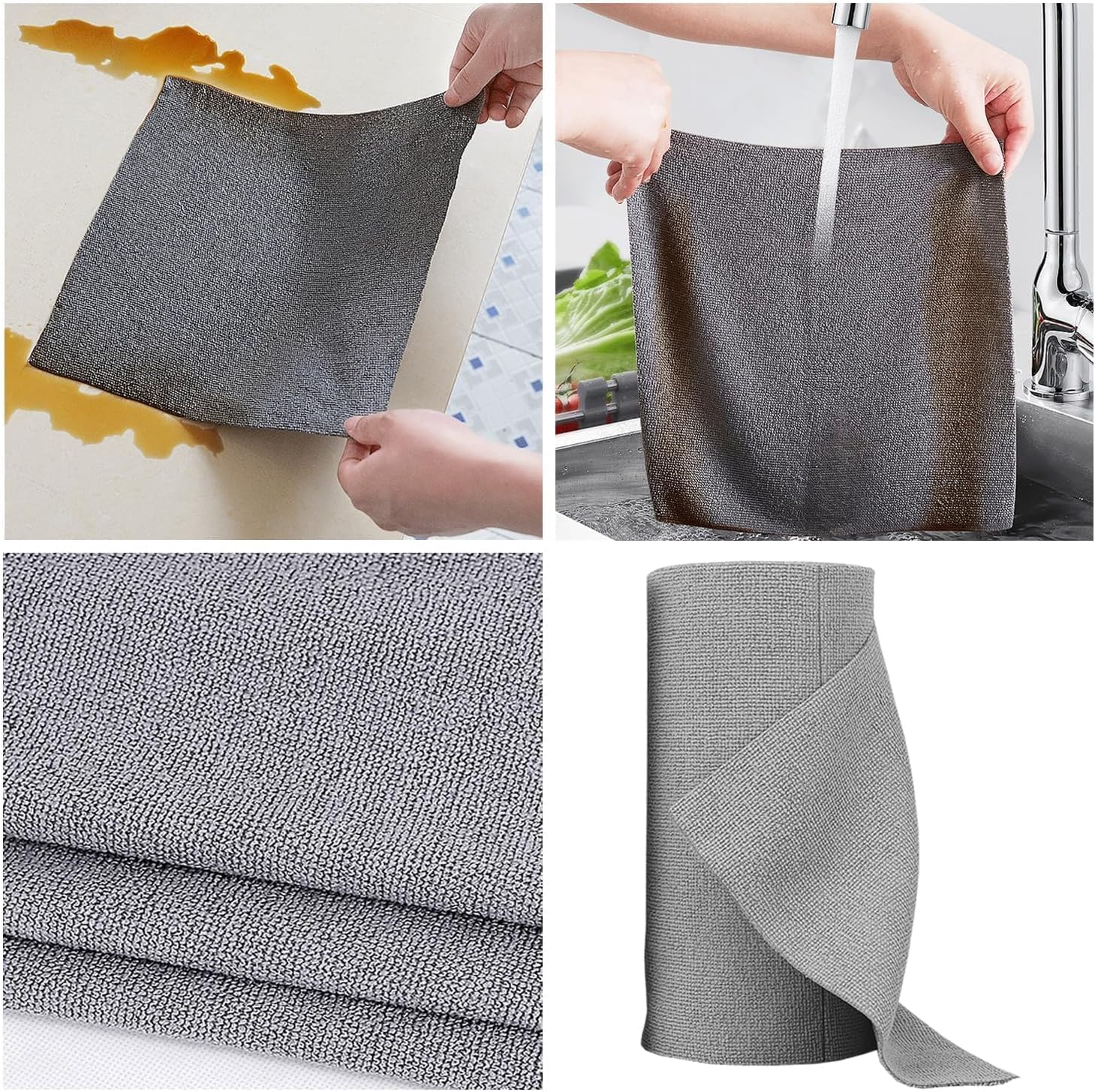 20 pièces Chiffons de Nettoyage en Microfibre réutilisables - 25 x 25 cm - Chiffons de Nettoyage Déchirables - pour la Cuisine, la Voiture, la fenêtre - 6