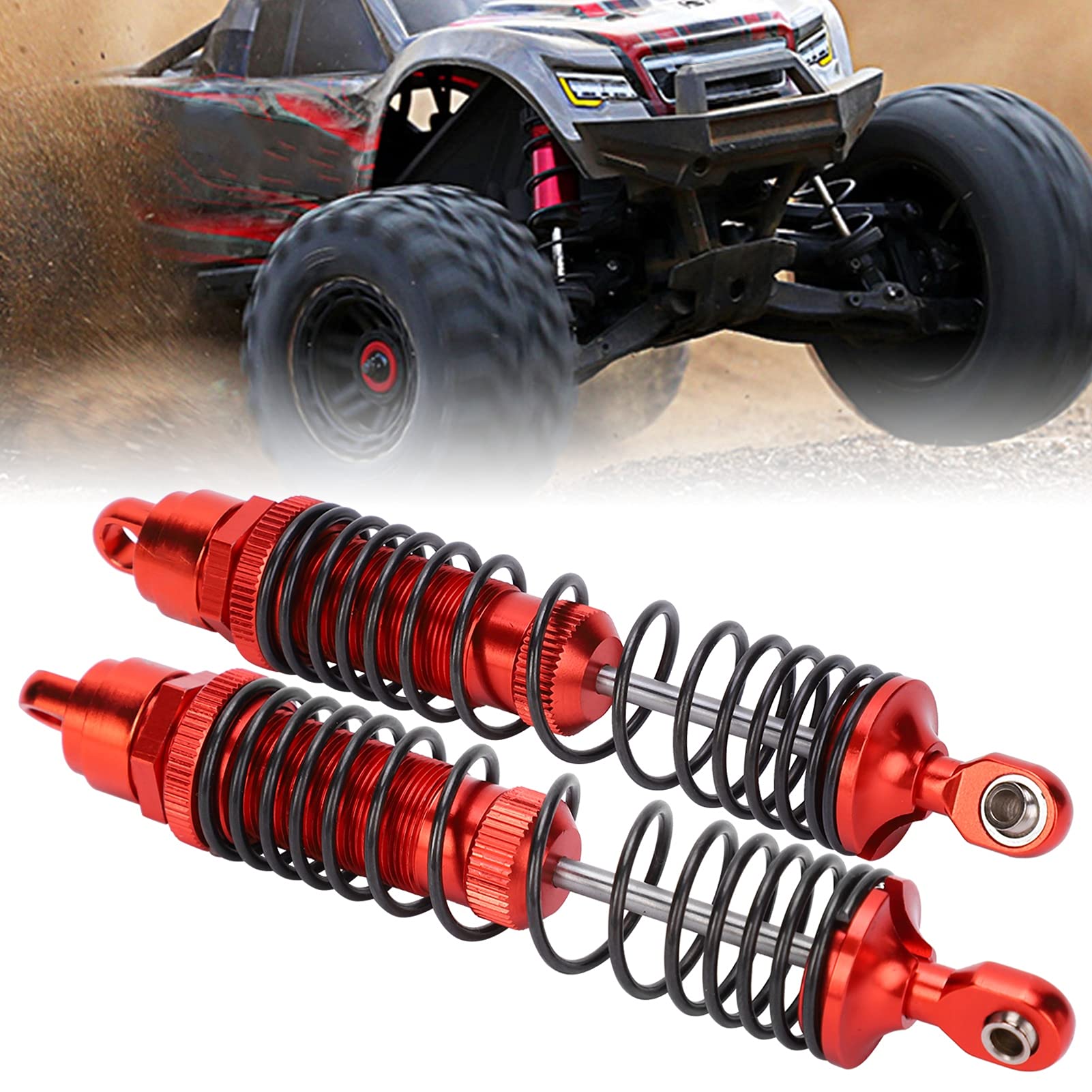 Ammortizzatore anteriore e posteriore in metallo RC da 4 pezzi per auto RC SLASH 1/10 (rosso) - 5