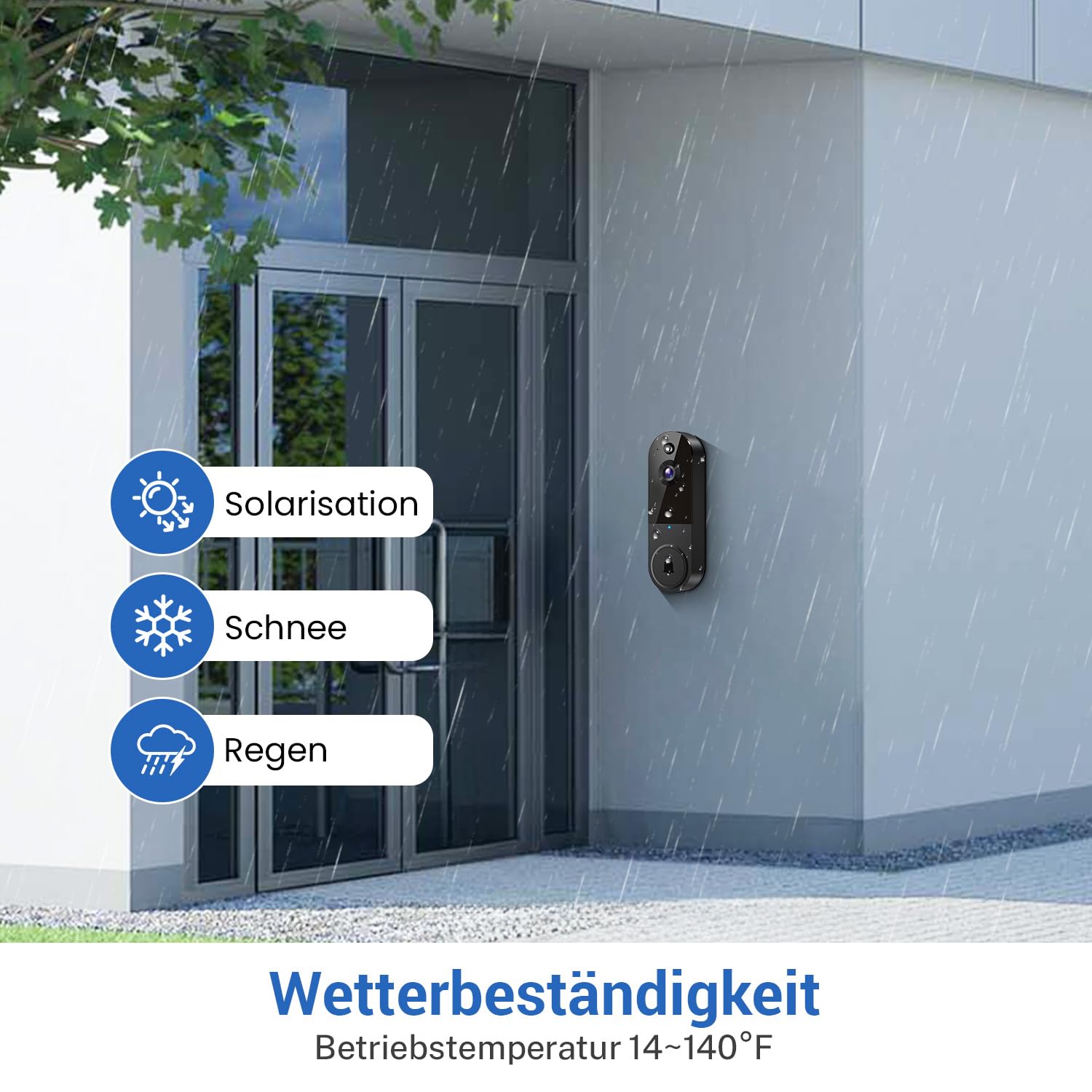 Sonnette vidéo sans fil 1080p avec stockage cloud, audio bidirectionnel, détection de présence humaine, vision nocturne, Wi-Fi 2,4 GHz, alertes, noir - 7