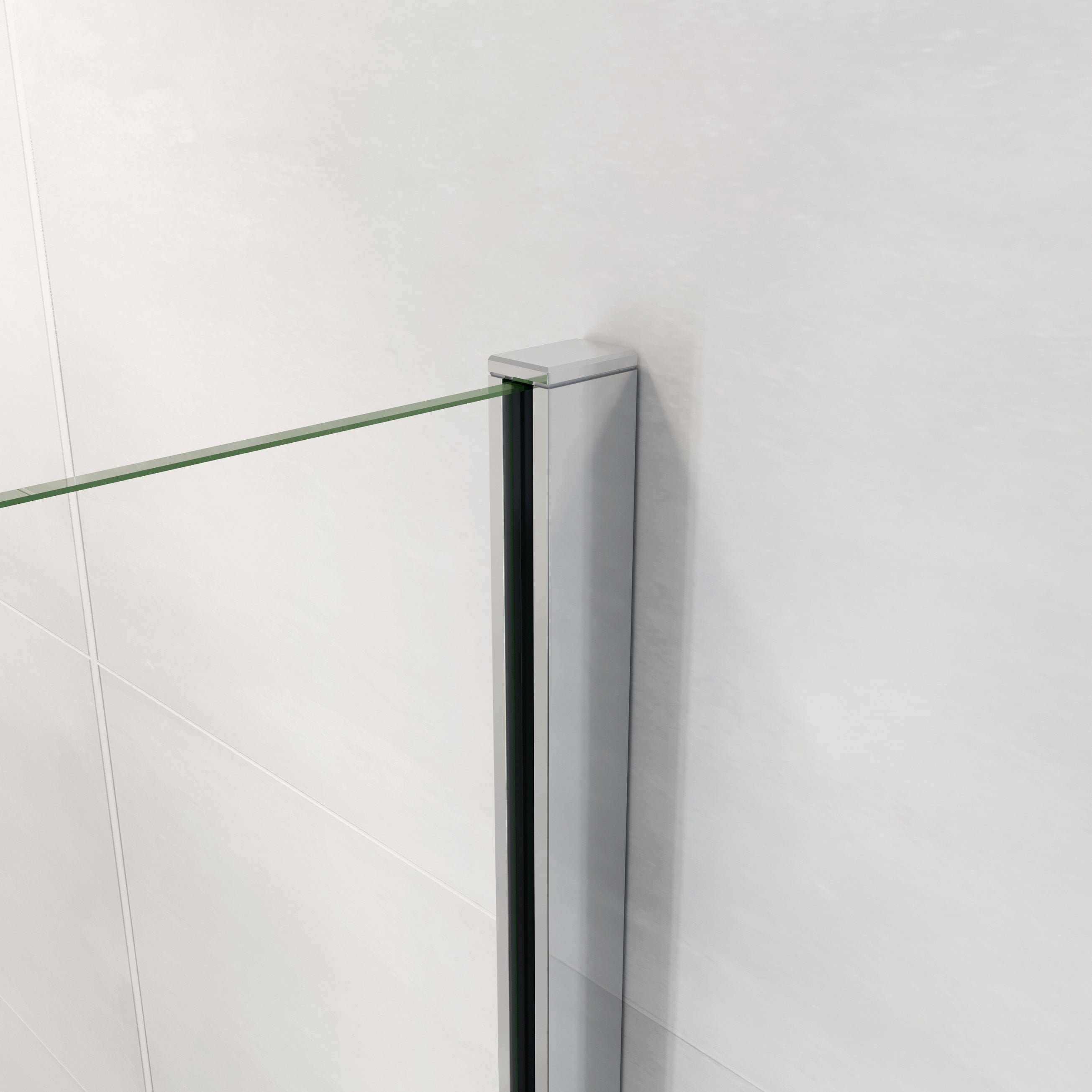 Paroi de douche à l'italienne 110x190cm en 6mm verre avec bandes horizontales sérigraphiées, livré avec barre de fixation 70-120cm en cylindrique - 3