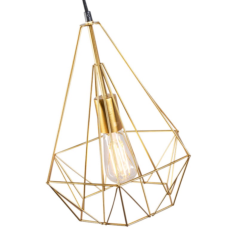Qazqa moderne lampe suspendue - Carcass - doré/laiton, rond, max. 40w, e27, 30cm, idéal pour la salle à manger et le salon - 4