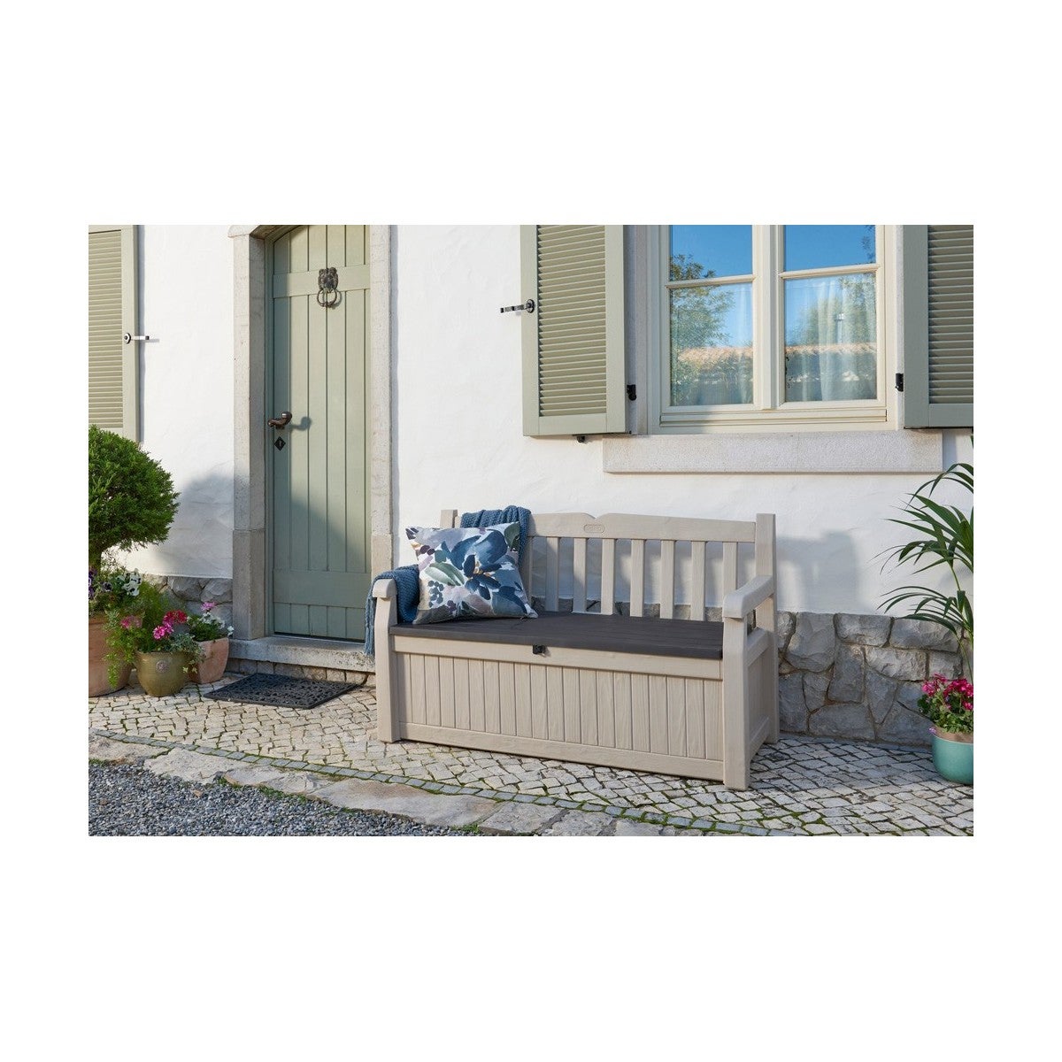 Keter Panchina Baule Effetto Legno Contenitore Apribile Esterno Beige Cassapanca - 4