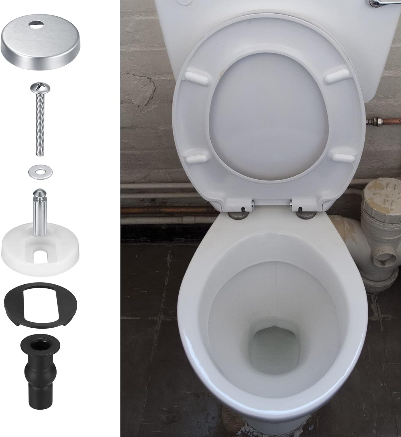 2 Pièces Abattant WC de Toilettes à Charnière Fixations, Charnières à Dégagement Rapide, avec Vis Caoutchouc Rechange - 3