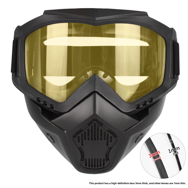 Maska taktyczna, gogle narciarskie, soczewka 3mm, sprzęt ochronny do CS na zewnątrz, żółta soczewka