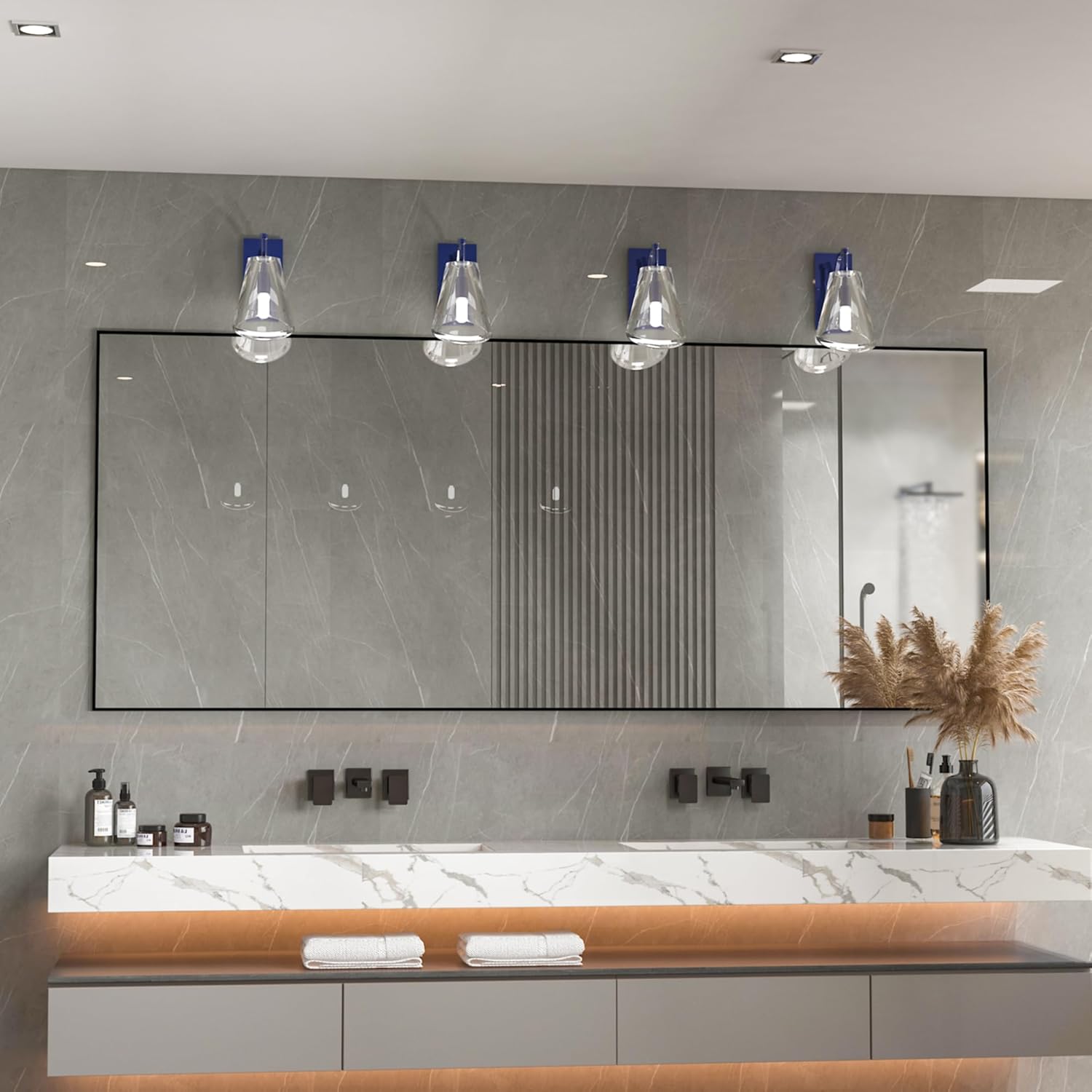 Espejo rectangular grande de 165 x 60 cm, espejo de cuerpo entero, espejo de dormitorio de pie o de pared, marco de aluminio, espejo negro - 3