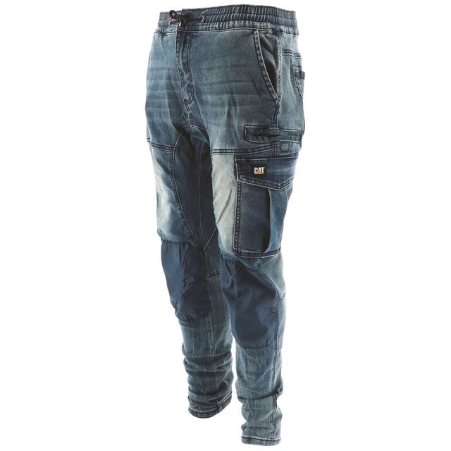 Jeans De Travail Baggy Slim – Caterpillar Dynamic Denim Bleu – 65% Coton – Taille Élastique & Cordon – Confort Durable - 40