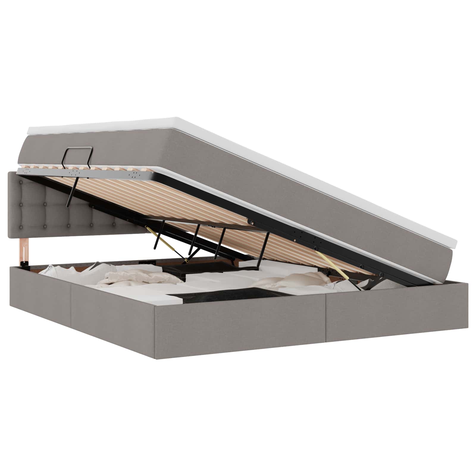 Lit avec rangement et matelas taupe 160 x 200 cm velours - 2