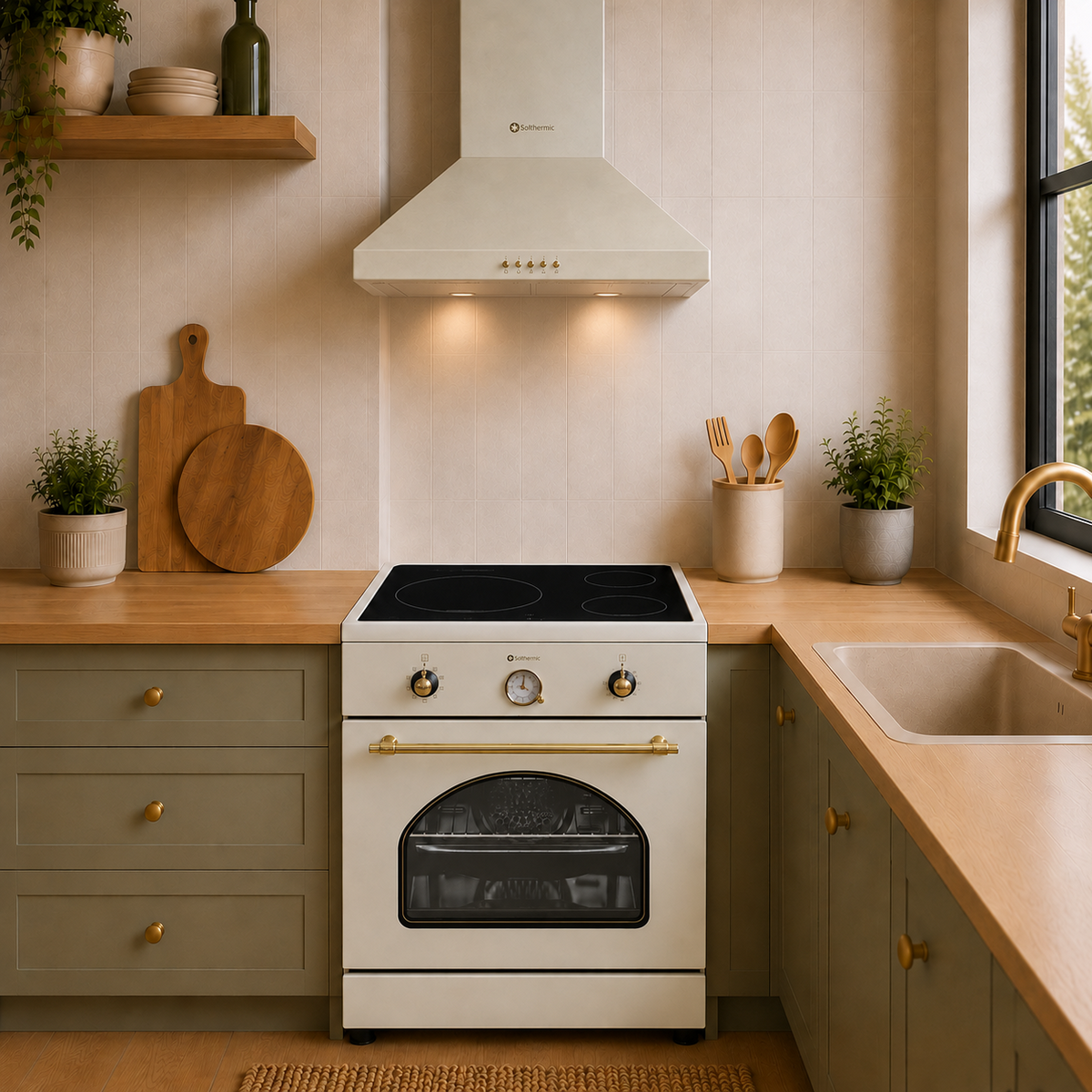 Solthermic Crema Conjunto Cocina Inducción Vti60 3 Fuegos 60X60cm + Campana H60p-C 60Cm - Imagen 2