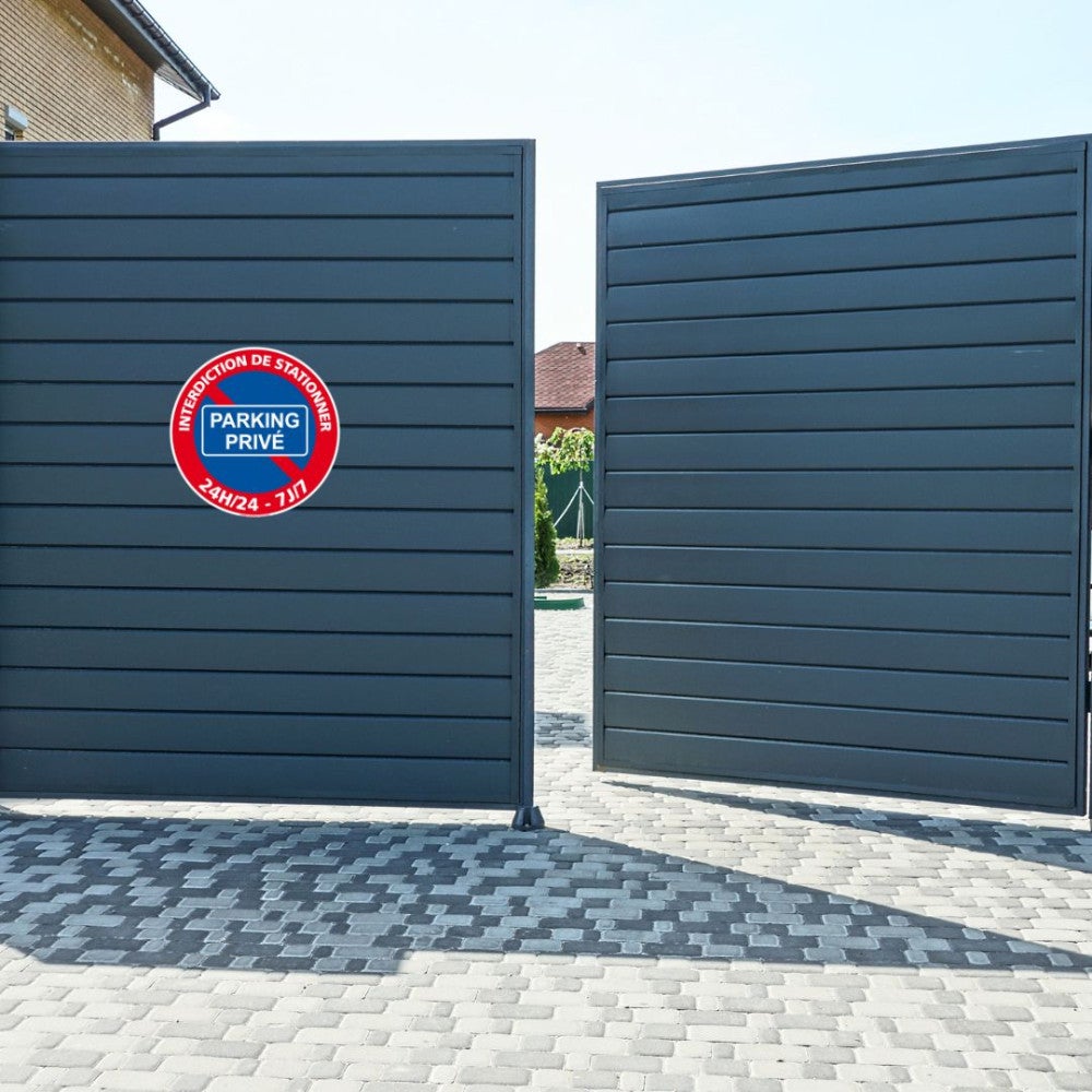 Panneau interdiction de stationner 24H/24 7J/7 parking privé, Diamètre Ø 240 mm (24 cm), PVC - 2