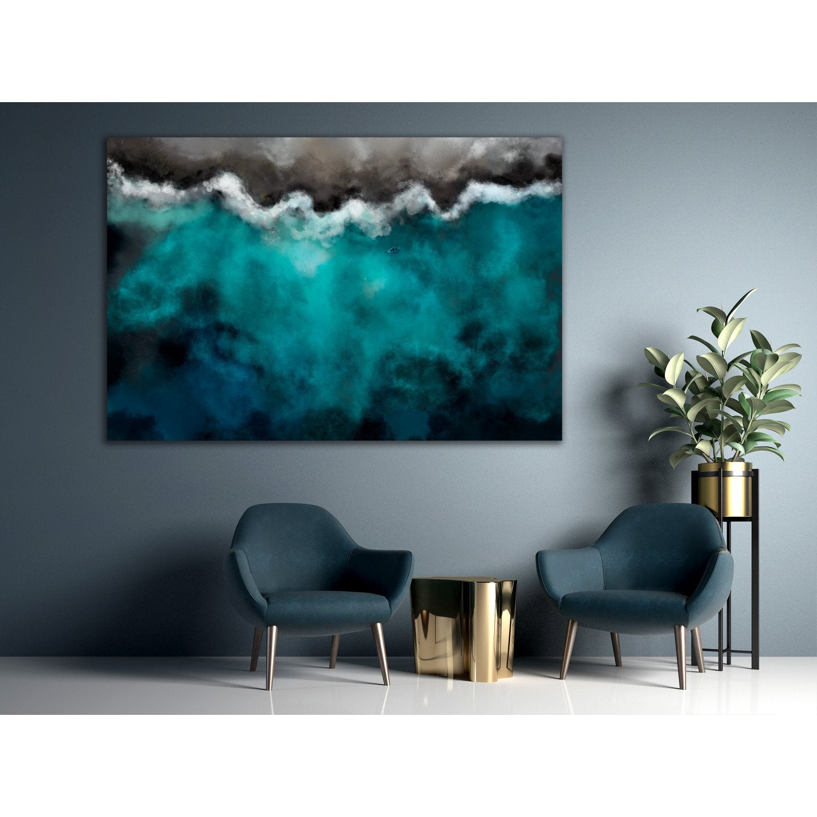 Tableau Blue Lagoon Wide - 120 x 80 cm - 2
