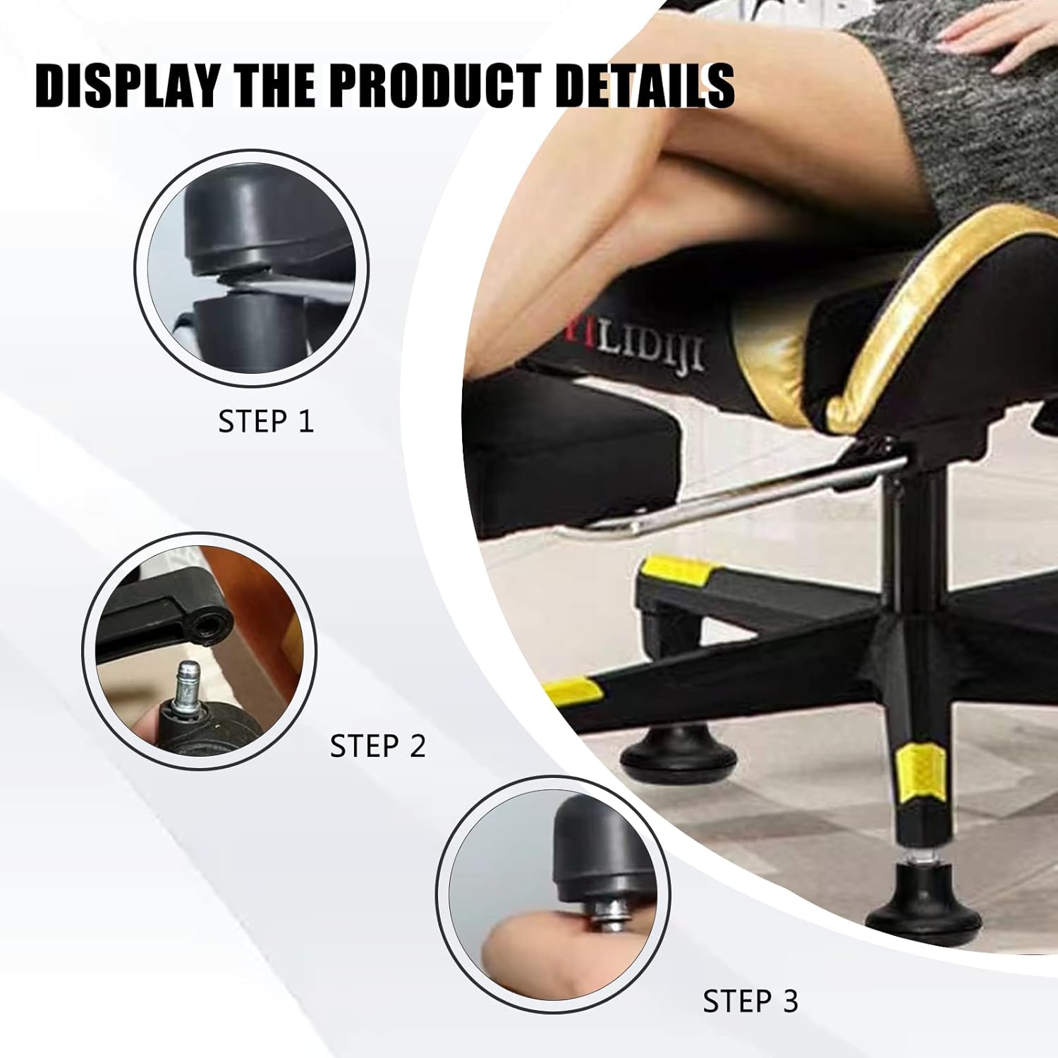 Cloche Glisse Roues de Cloche Chaise Bureau Remplacement Planeur Goupille Pied de Chaise de Bureau Fixe, Paquet de 5 2 Pouces Bloque Roulette Chaise - 4