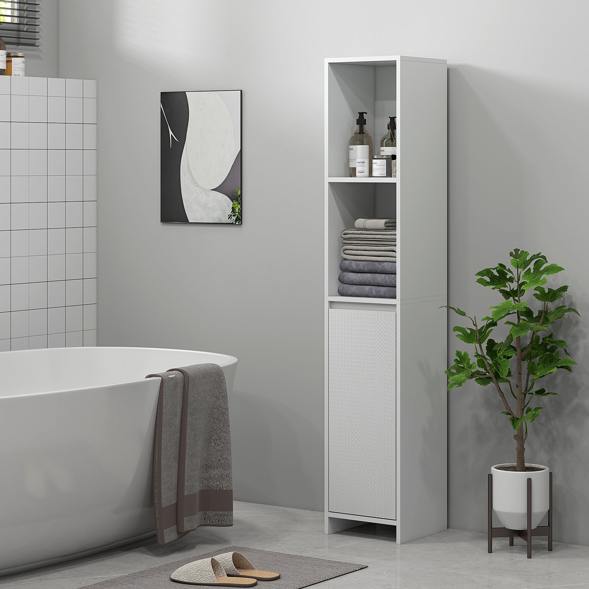 Mobiletto Da Bagno Salvaspazio HOMCOM - Legno 170 Cm, 2 Ante E Ripiani Regolabili - Foto 6