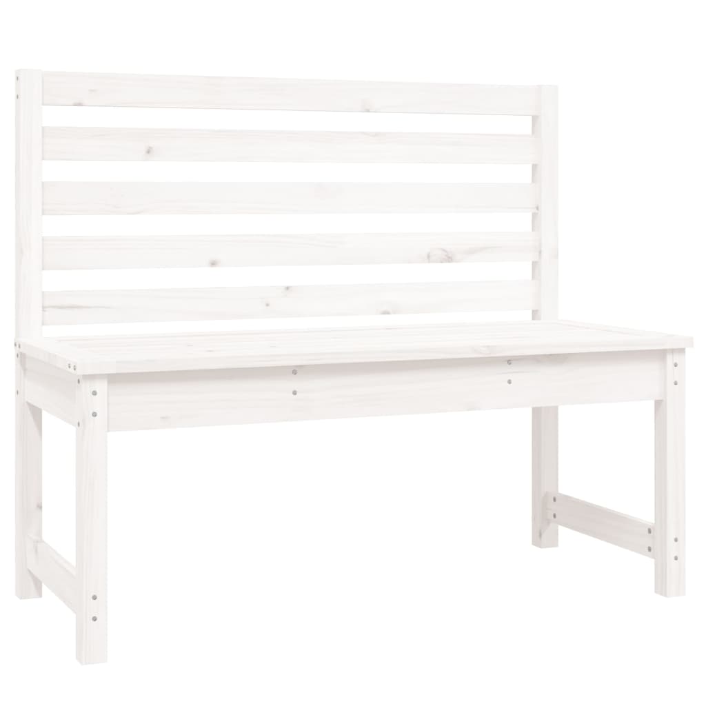 Banco de jardín blanco 109 cm madera maciza de pino