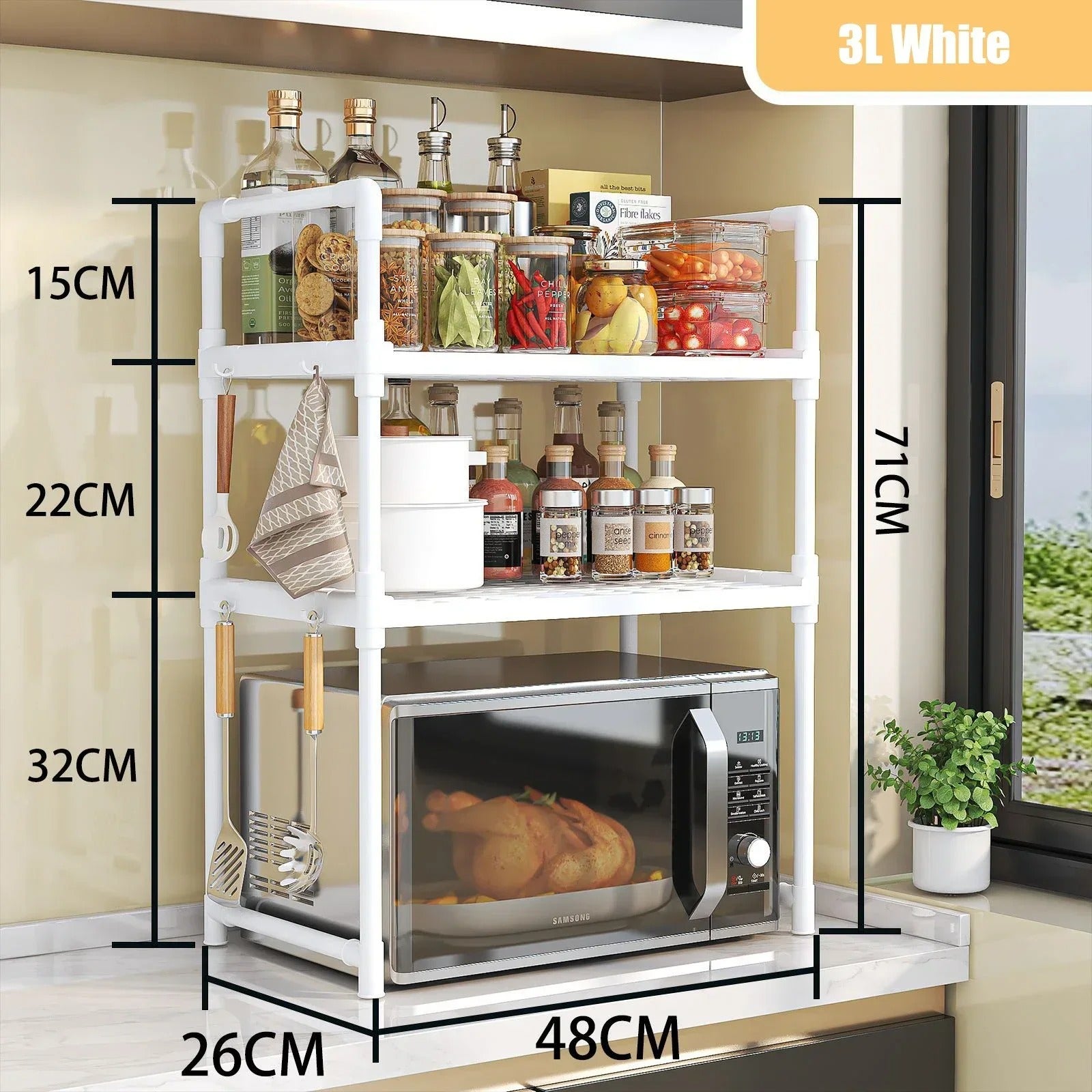 Étagère Four Micro-ondes Pliable - Support Superposé Bleu Pour Cuisson Et Rangement - Gain De Place