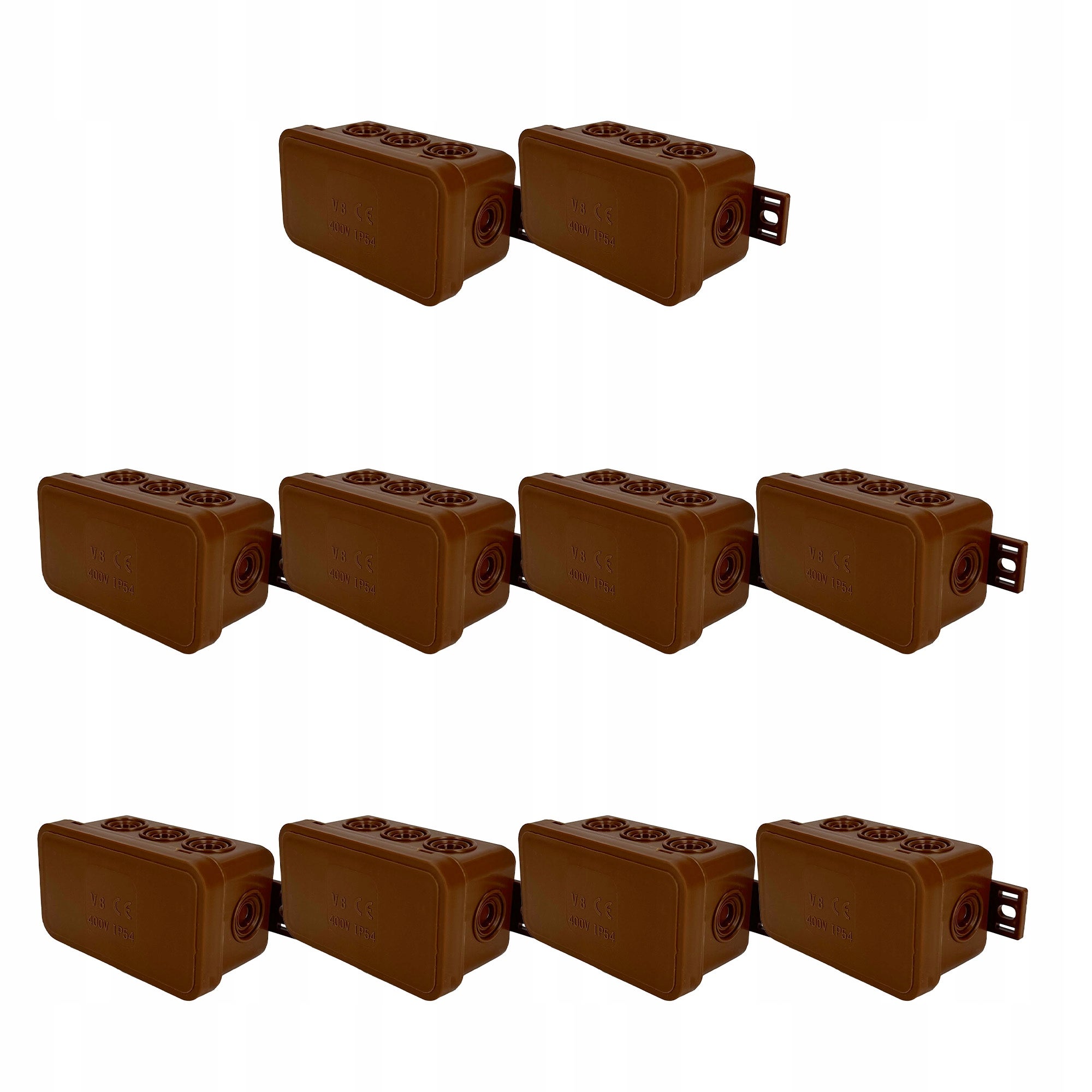 Puszka natynkowa hermetyczna elastyczna 80x45x41mm 12-wlotowa, zamknięcie "na klik" IP54 brązowa EDO 10 szt.