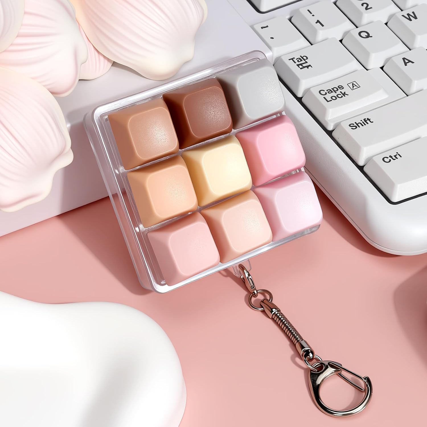 Porte-clés clavier anti-stress, silencieux et cliquable, coloré, à