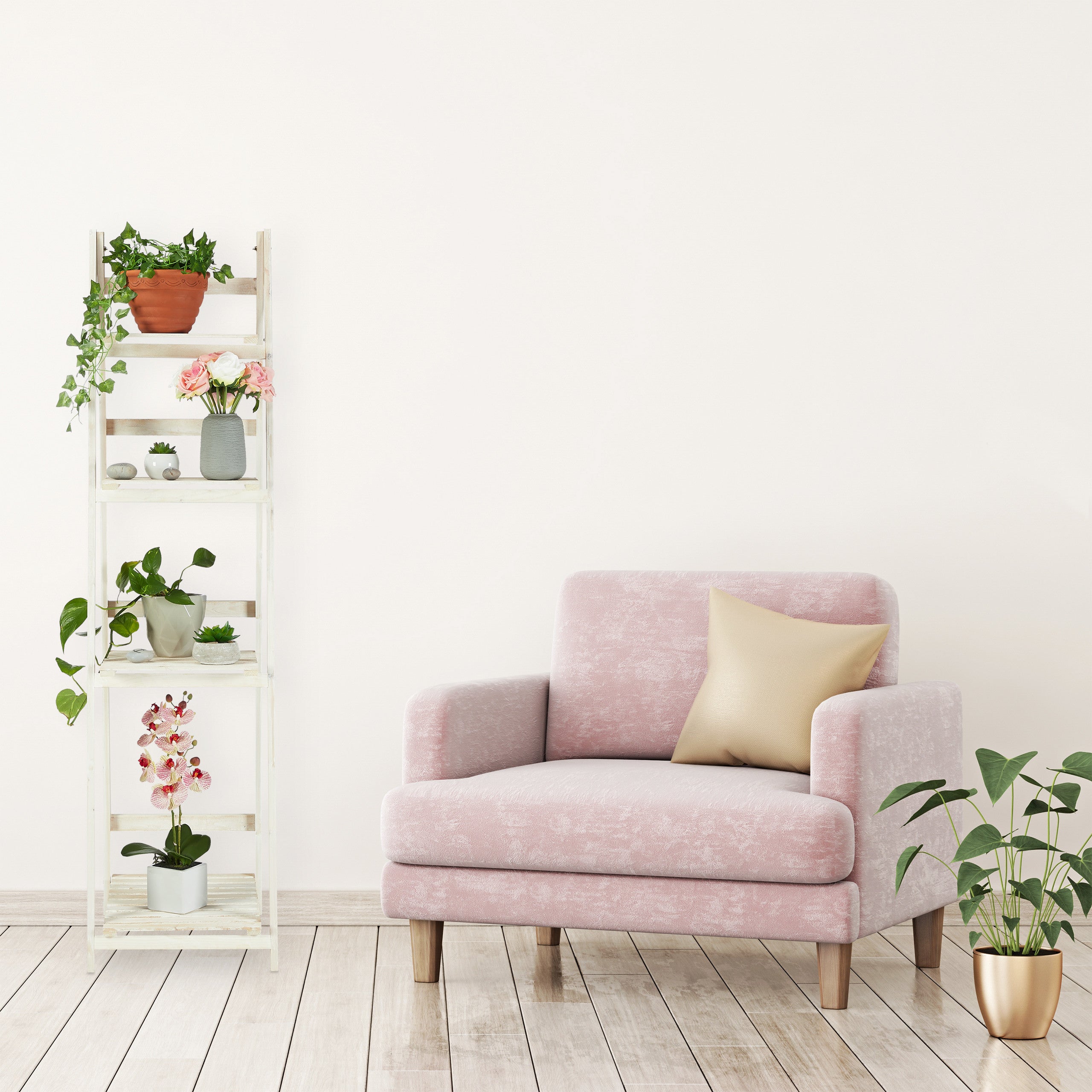 Etagère à fleurs, pour l’intérieur et le balcon, simple et chic, pliante, 160x41x50 cm, 4 marches, blanc, Relaxdays - 2