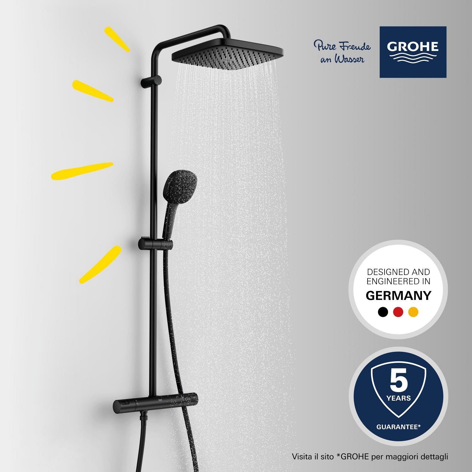 Colonne de douche avec mitigeur thermostatique GROHE Vitalio Start System Noir - 7