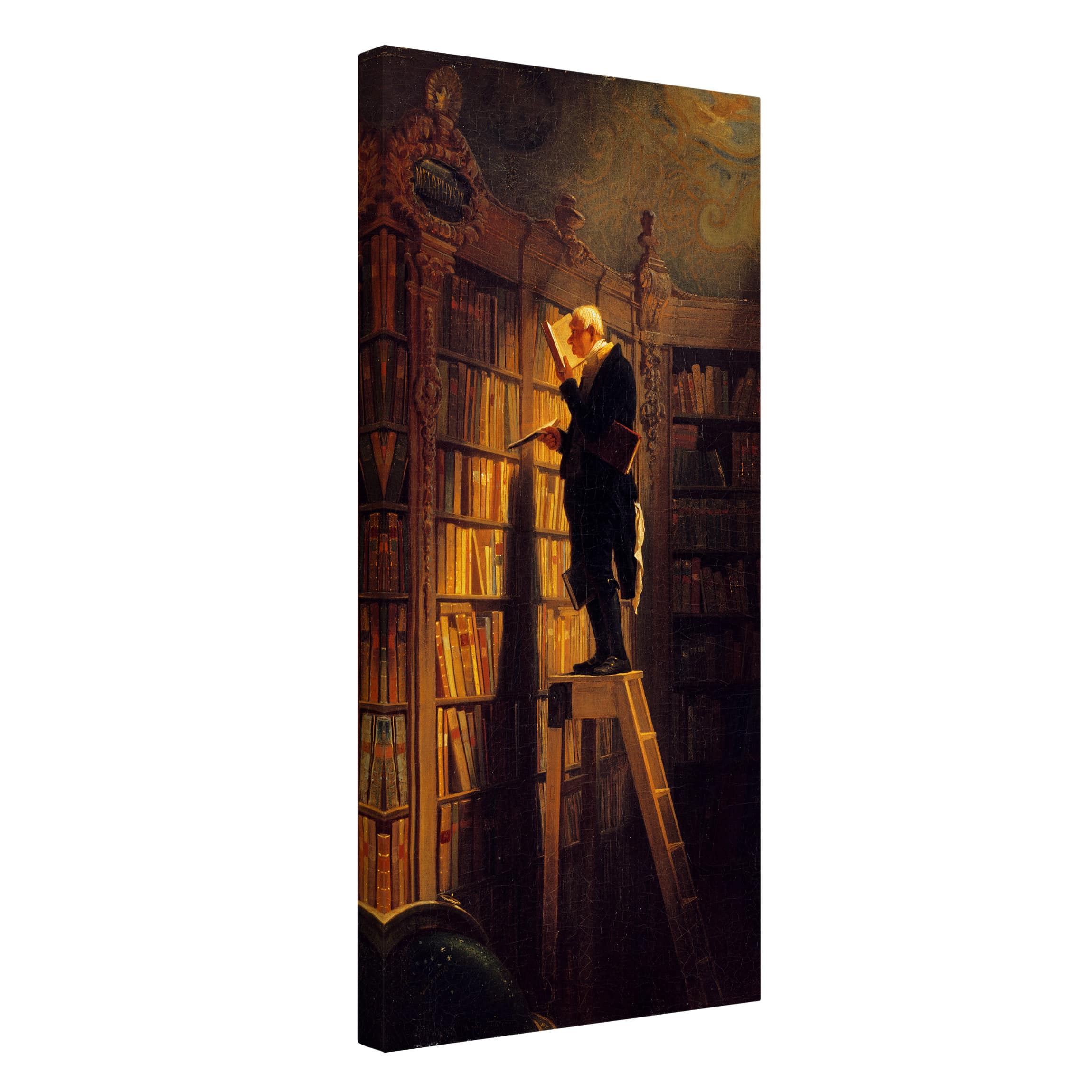 Impression sur toile tableau sur toile châssis marron Carl Spitzweg femme portrait peinture 201 chambre à coucher salon couloir 60 x 120 cm - 4