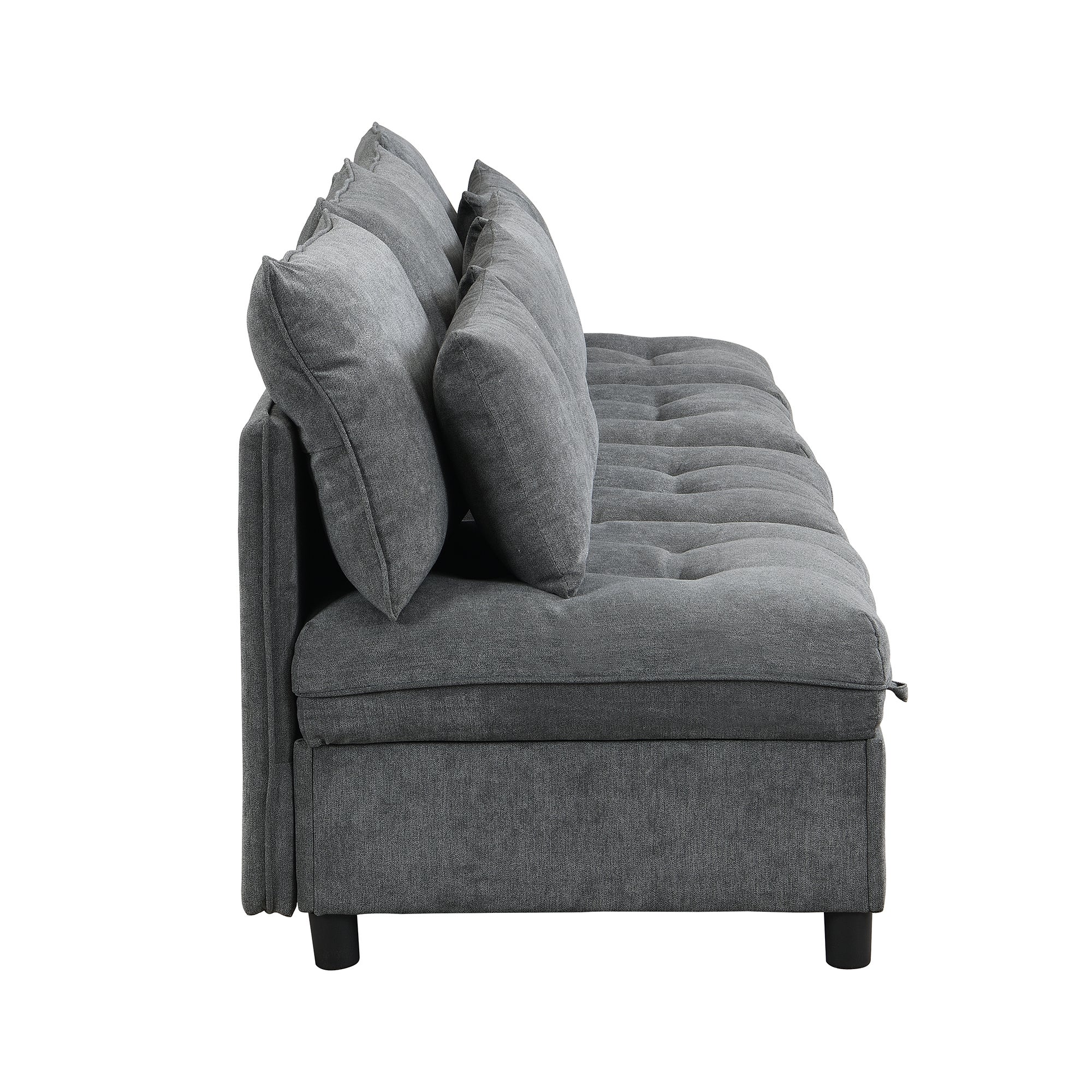 Modułowa sofa 4-osobowa + schowek + tapicerka szenilowa - z funkcją spania - Szara - 8