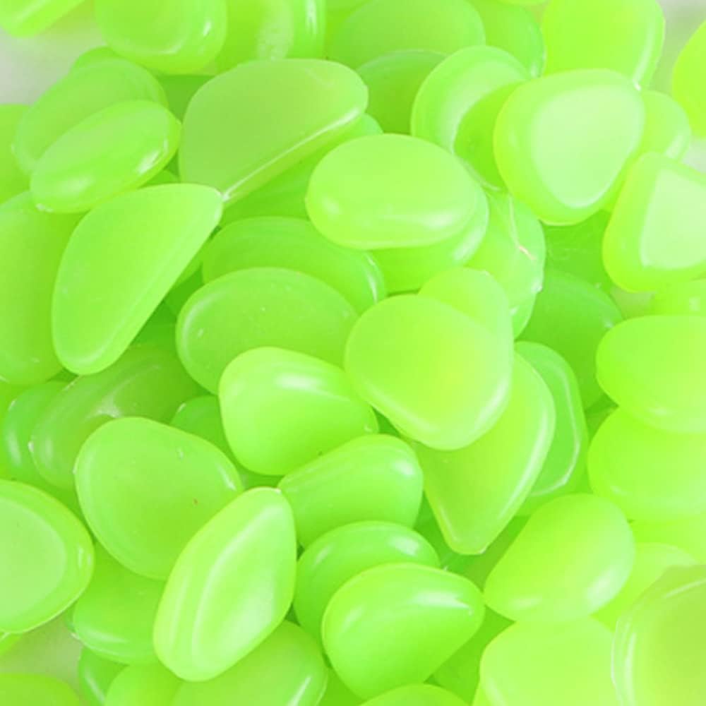 300 sztuk świecących kamieni, świecące w ciemności kamyki, kostka brukowa do ogrodu, ścieżka, akwarium, zielone, 8-11 mm