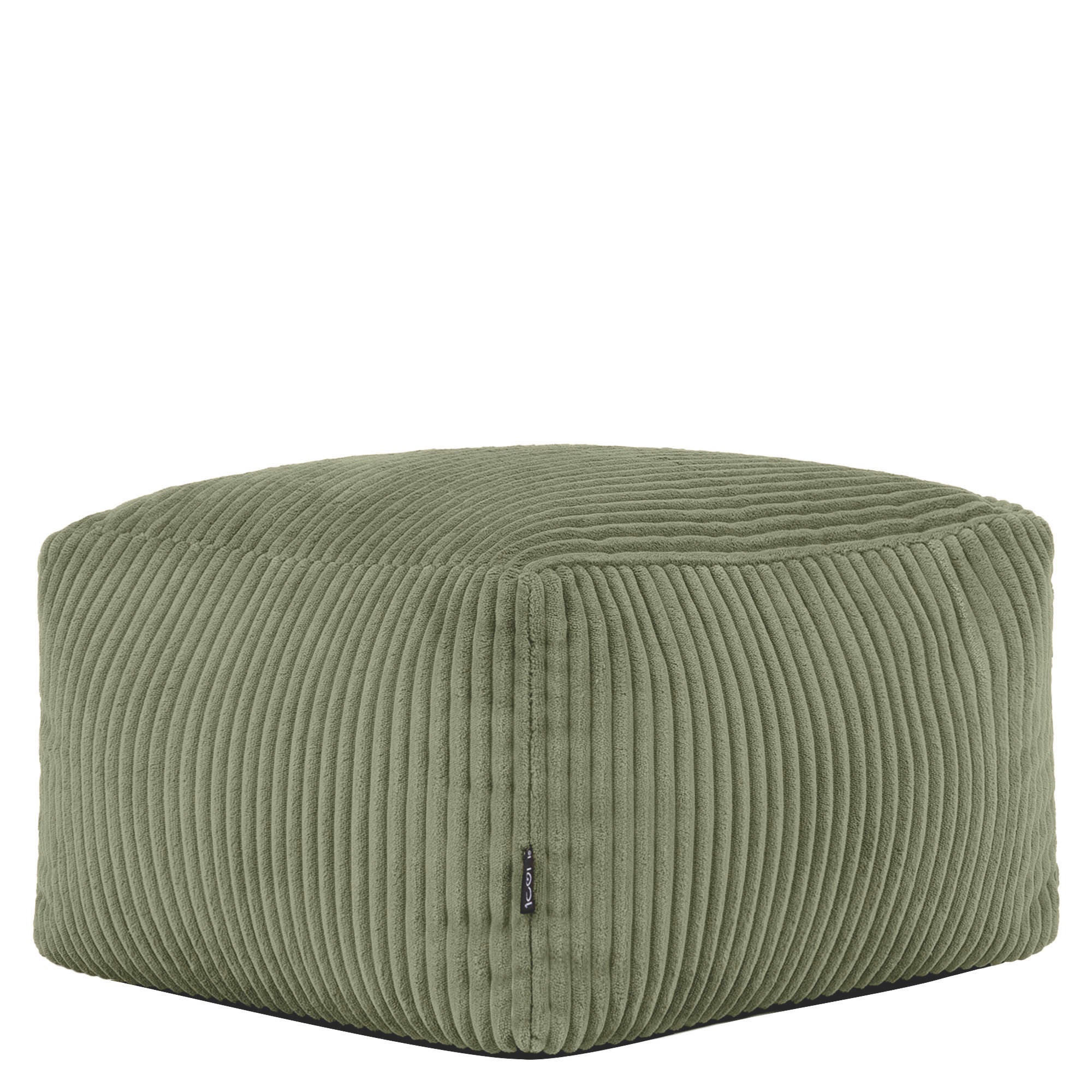 Pouf fauteuil avec repose-pied carré Icon velours côtelé vert sauge 97x84cm Oeko-Tex® - 6