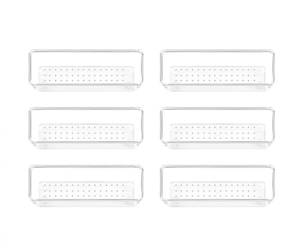 6-częściowy organizer, organizer do szuflad, półki organizacyjne do sypialni i biur, ze 100 podkładkami antypoślizgowymi, 23 x 7,6 x 5,5 cm