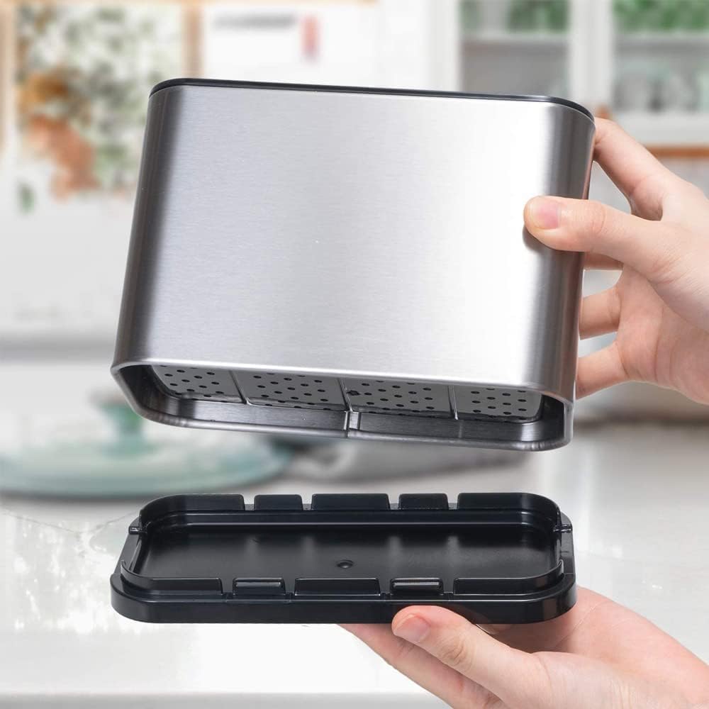 Égouttoir à Couverts Cuisine – Organisateur Ustensiles à 4 Compartiments, Pratique pour Ranger Vaisselle et Accessoires de Cuisine - 4