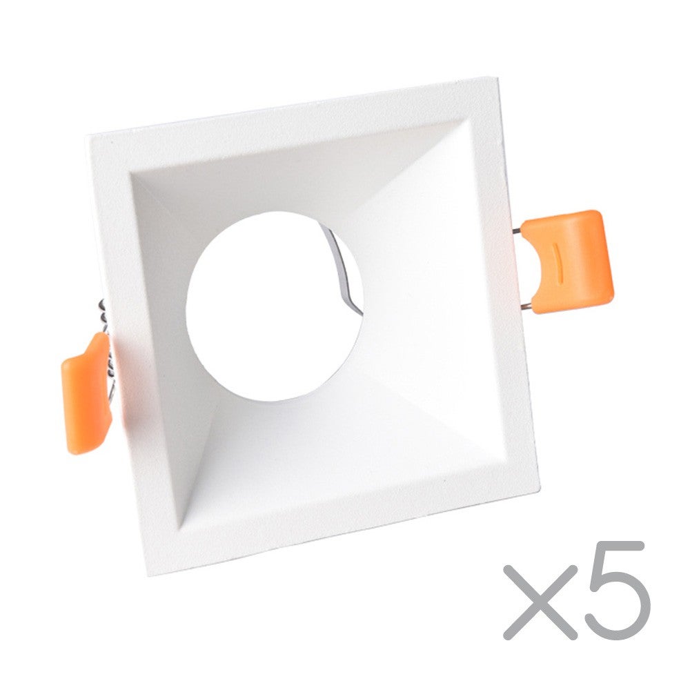 Zestaw 5 białych kwadratowych opraw wpuszczanych Comfort biały z oprawką GU10 8,1 x 8,1 cm