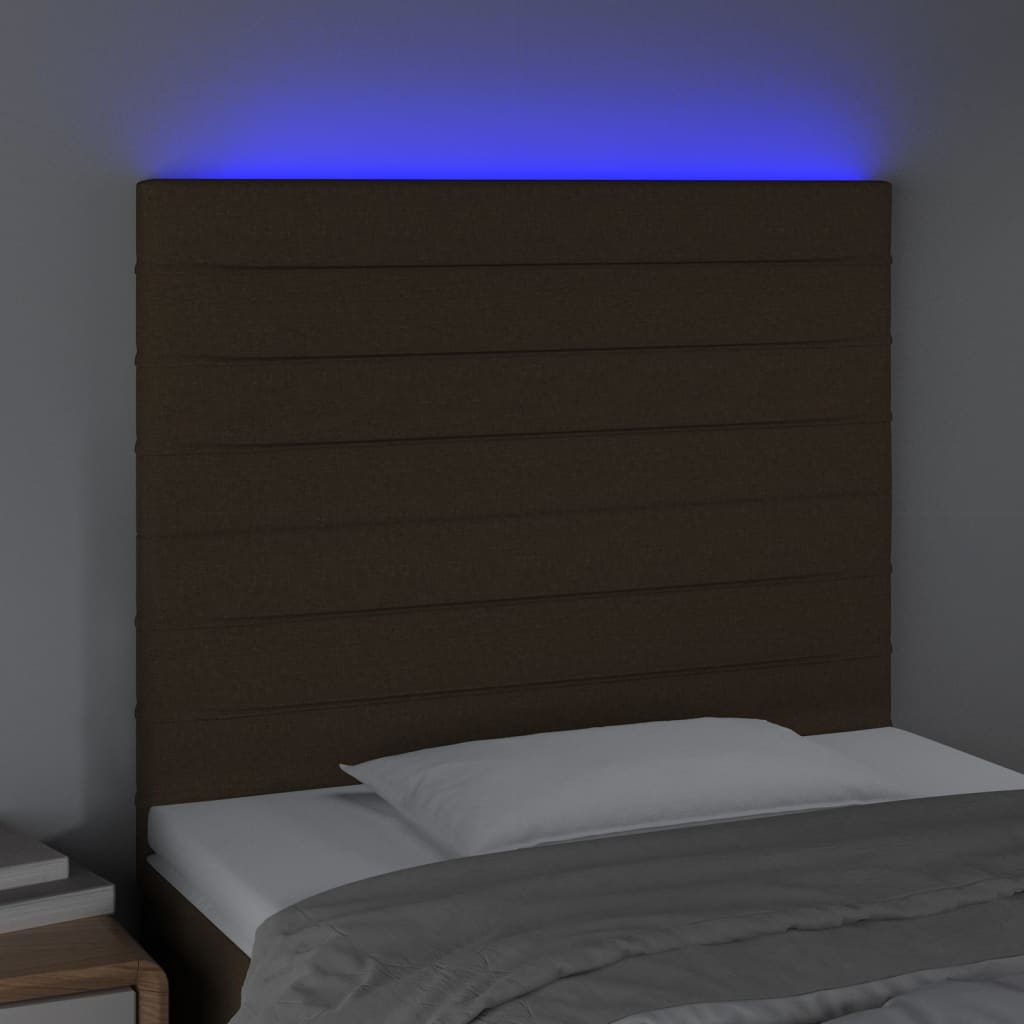 Cabeceira com luzes LED tecido marrom escuro 100x5x118/128 cm - COMFORTXL - 3