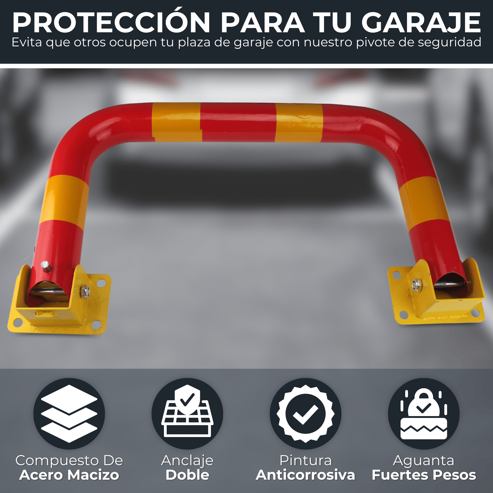STARLUXE® - Cepos Parking - Barrera Parking con 2 Juegos de Llaves - Cepo Parking de Color Rojo y Amarillo - Cepo para Parking Interior y Exterior - B - 3