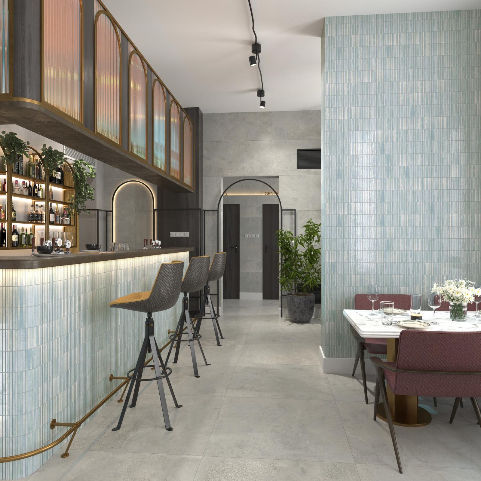 RIVESTIMENTO INTERNO ED ESTERNO DECORATIVO IN GRES PORCELLANATO. KIT-KAT MOSAIC OCEAN GLOSSY 11,5X23,1cm - 2