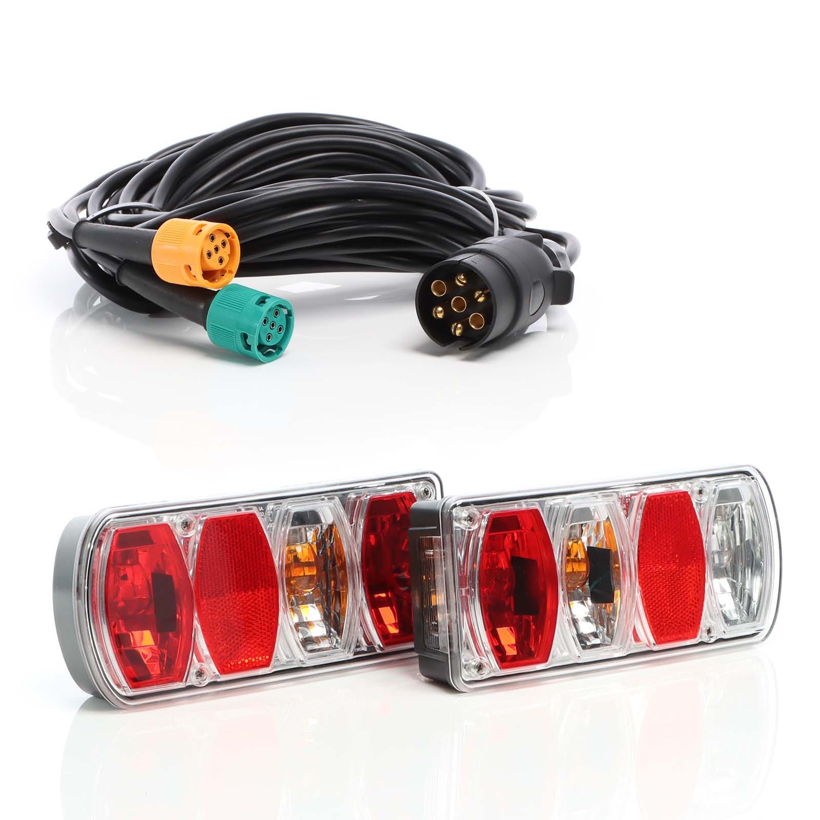 Câble Remorque 7 Broches 5m XPOtool Avec 2 Connecteurs 5 Broches - Alimentation Feux Caravane Et Remorque