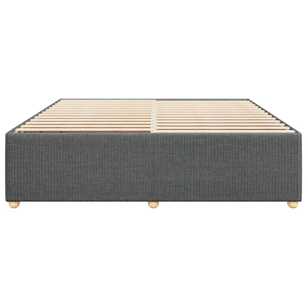 Cadre de lit sans matelas gris foncé 200 x 200 cm tissu - 4