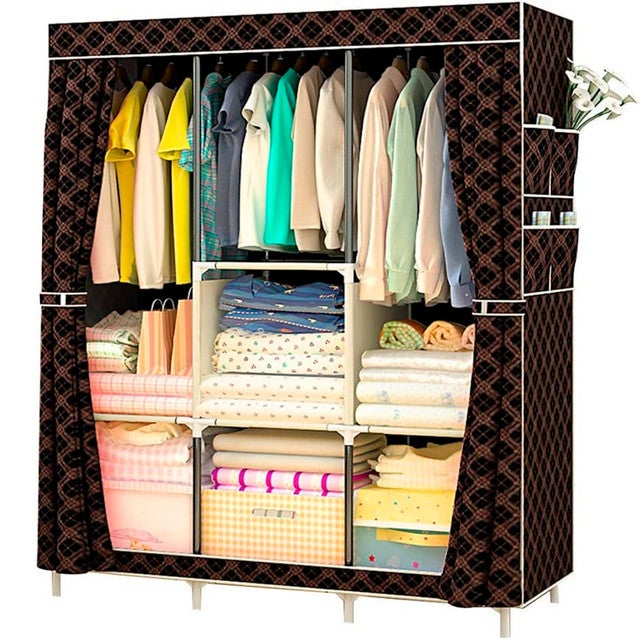 Armoire de rangement en tissu avec poches latrales 158x106x45 cm (Noir ...