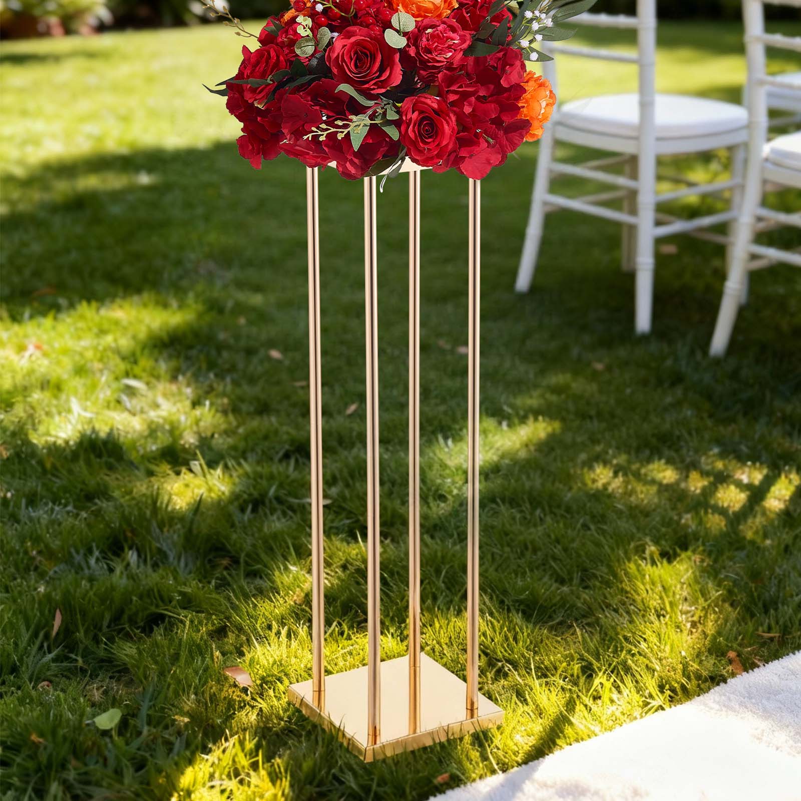 Lot de 10 supports SucceBuy pour fleurs de mariage, colonnes cylindriques de 80 cm avec panneau metallique, presentoir floral pour fetes,anniversaires - 8