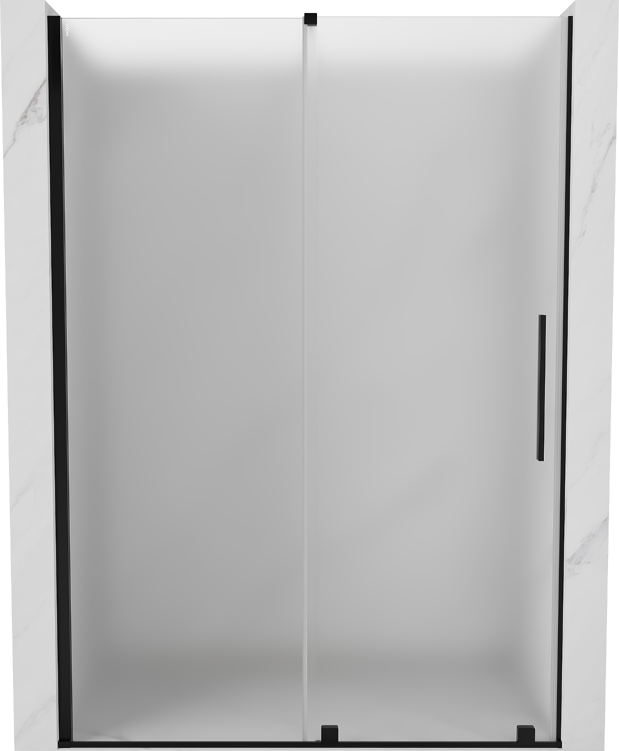 Mexen Velar drzwi prysznicowe rozsuwane 160 cm, szron, czarne - 871-160-000-31-70
