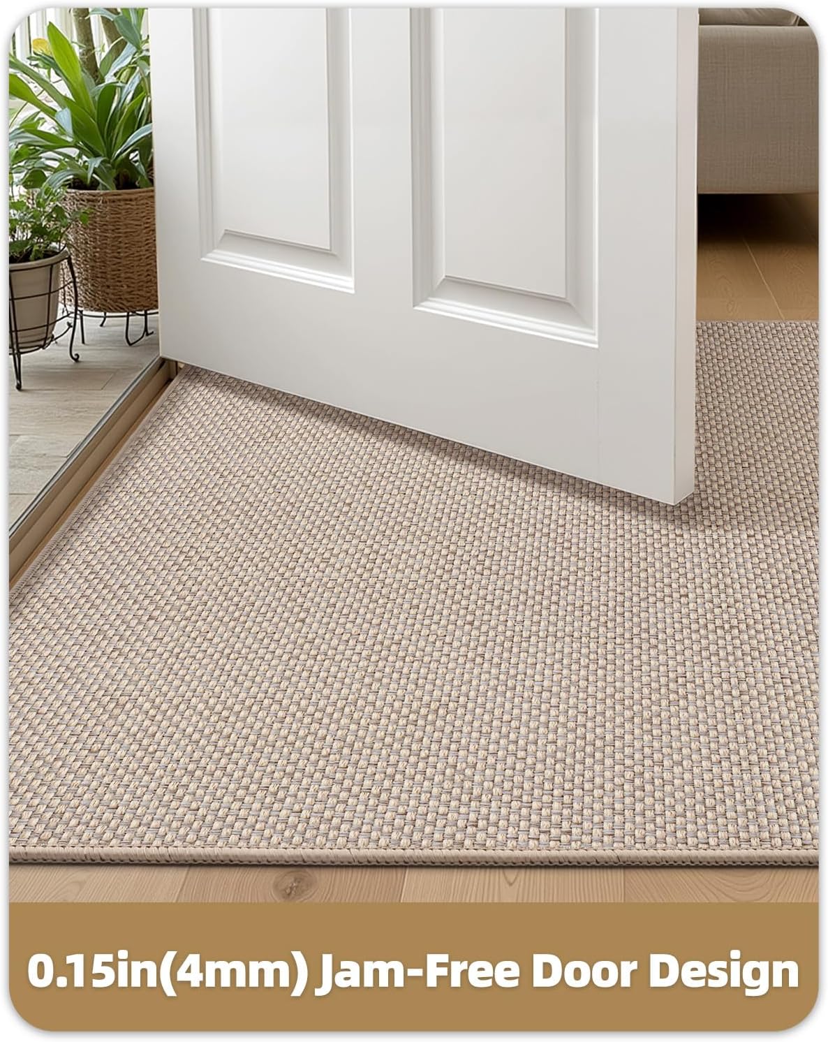 Paillasson Interieur Entree 50x80cm, Antidérapant, Tapis de Porte Absorbant, Lavable, Tapis pour Intérieur, Extérieur, Chambre, Cuisine(Beige) - 2